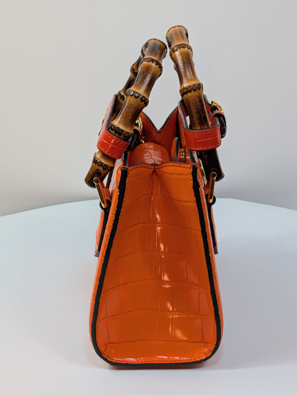 Gucci Rare Orange Crocodile Small Diana Tote Bag Complete Collector’s Set
