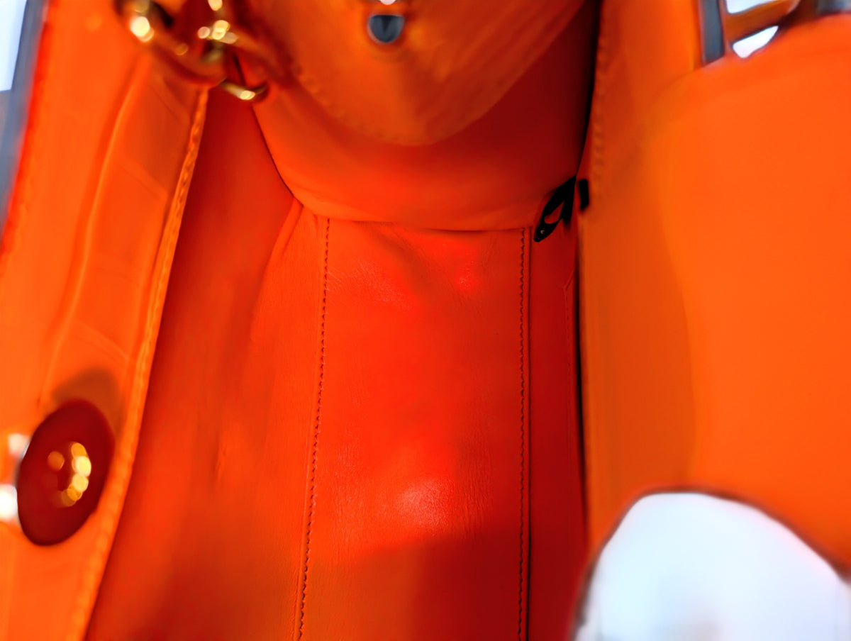 Gucci Rare Orange Crocodile Small Diana Tote Bag Complete Collector’s Set