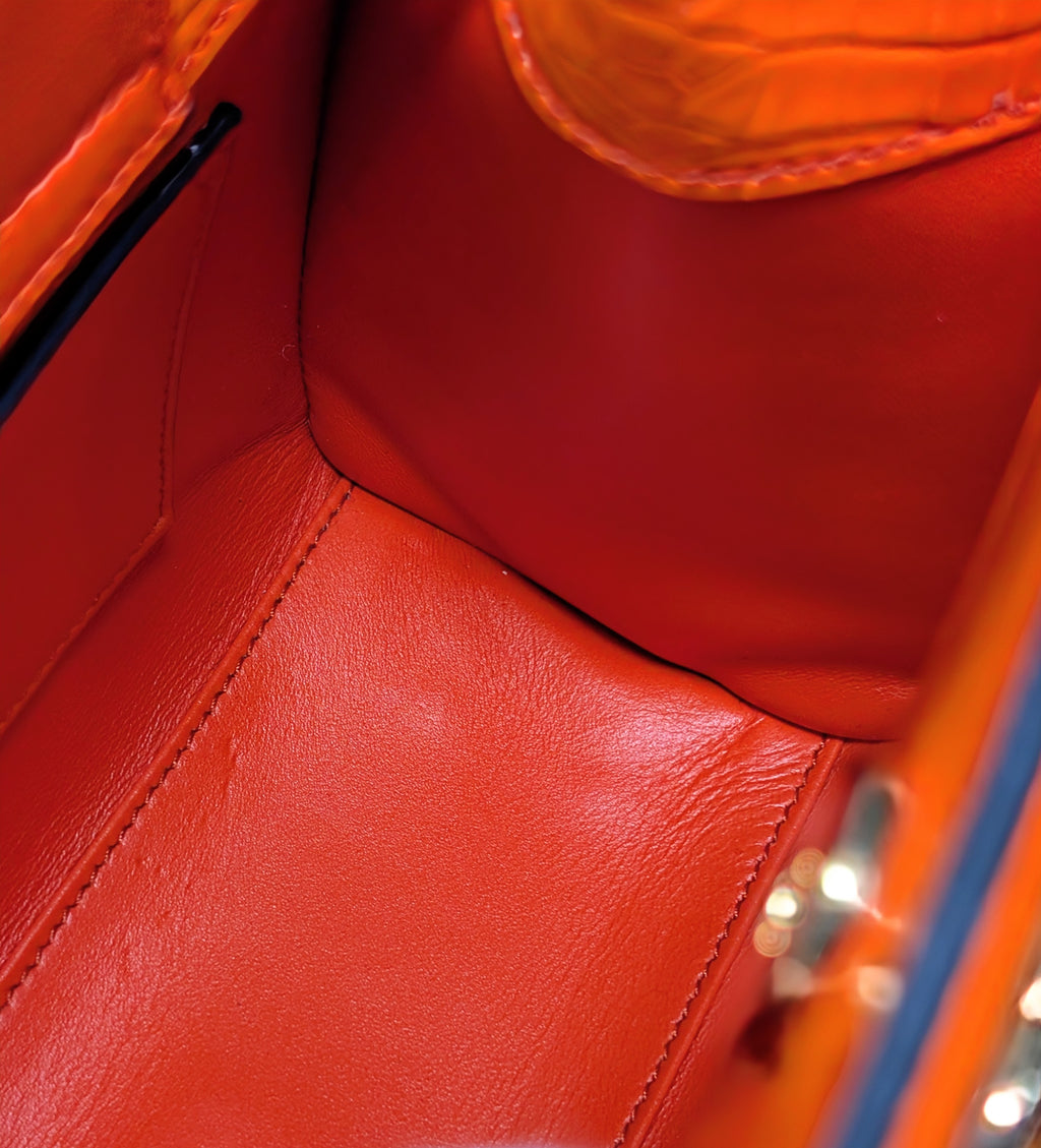 Gucci Rare Orange Crocodile Small Diana Tote Bag Complete Collector’s Set