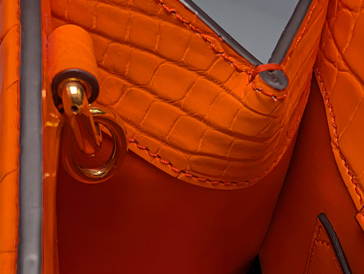 Gucci Rare Orange Crocodile Small Diana Tote Bag Complete Collector’s Set