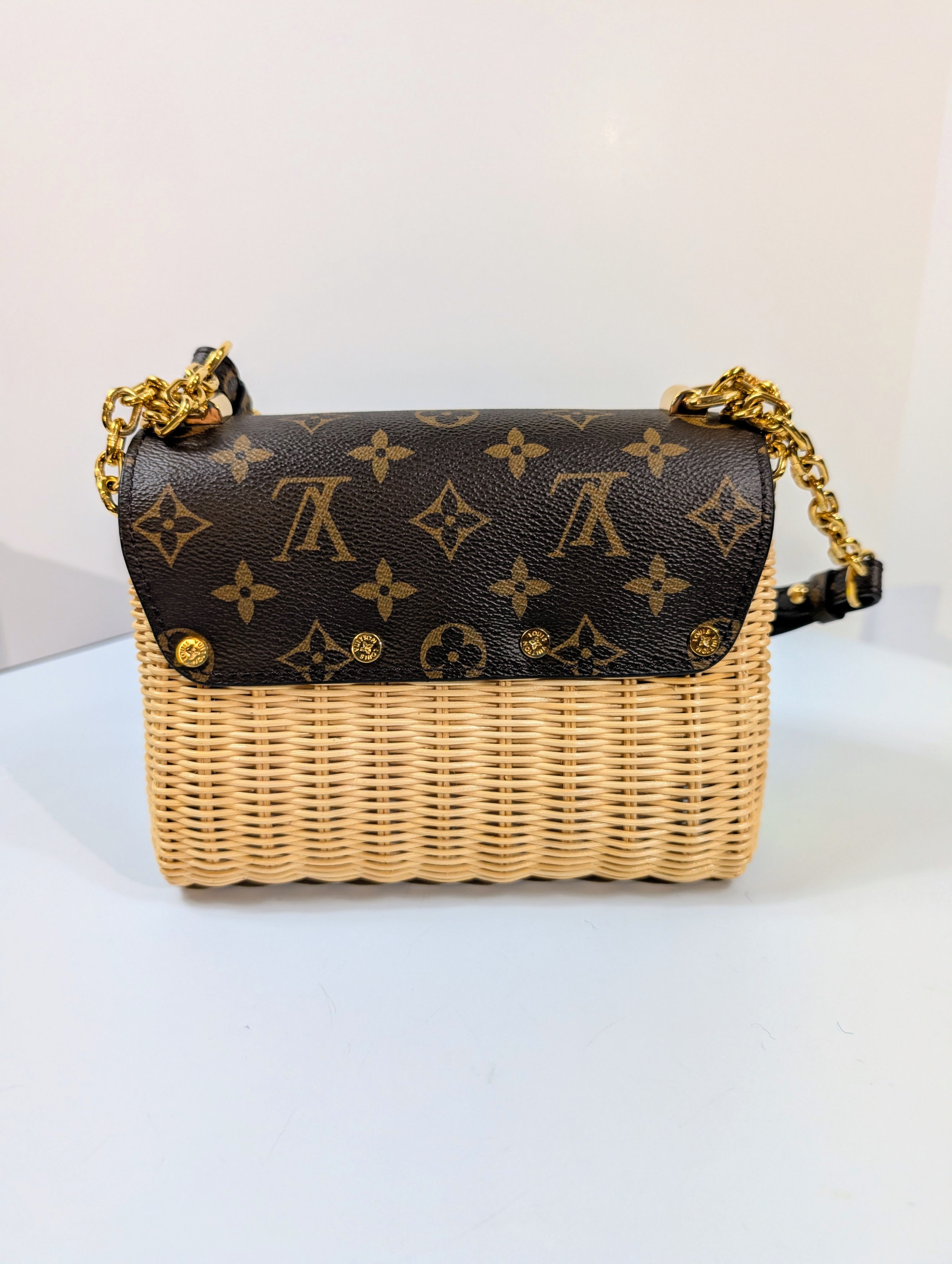 Louis Vuitton Damier Wicker Rattan Monogram Canvas Twist PM Shoulder Bag