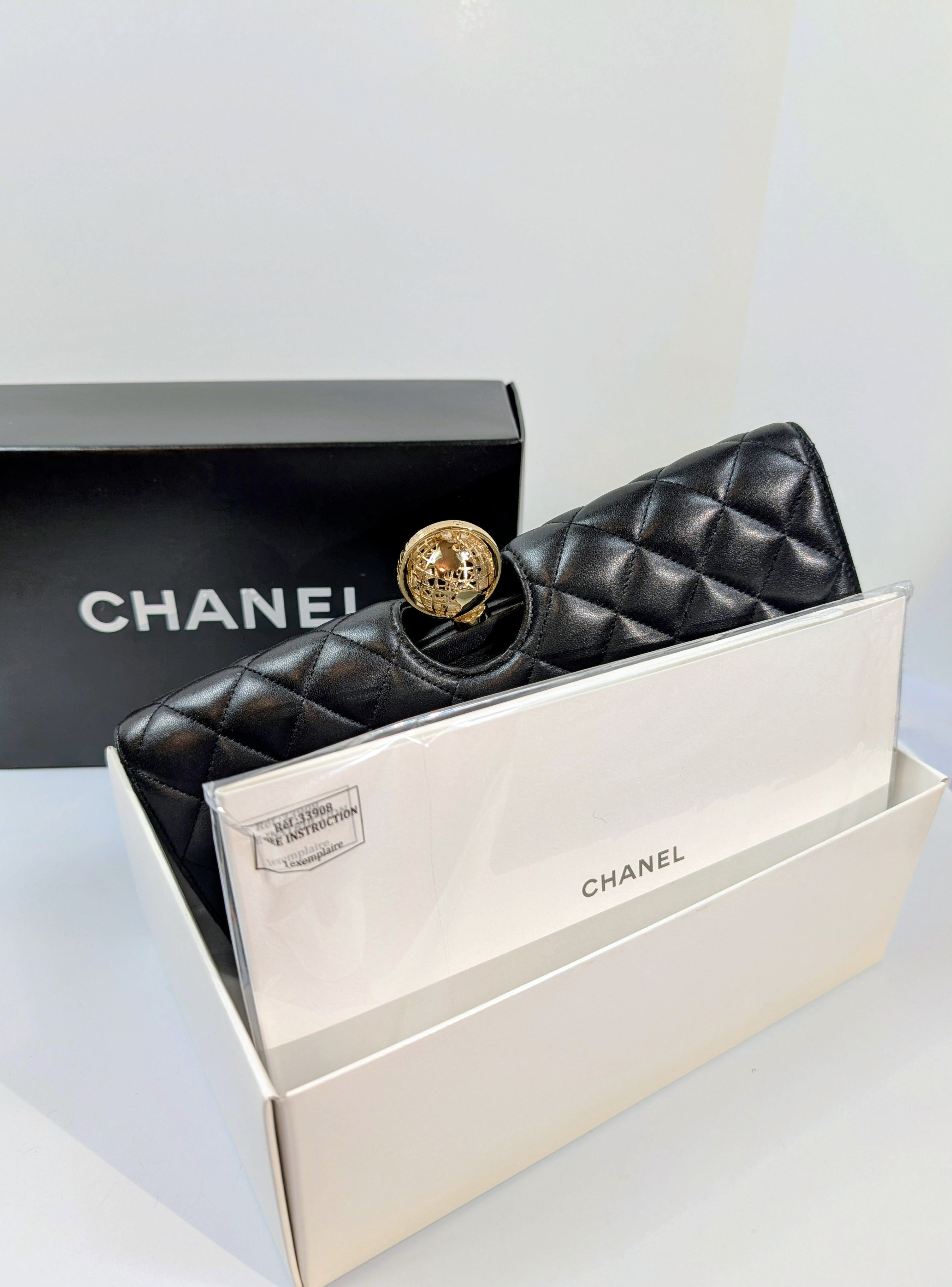 Chanel Vintage Rare "Around The World" Chain Clutch Crossbody Bag