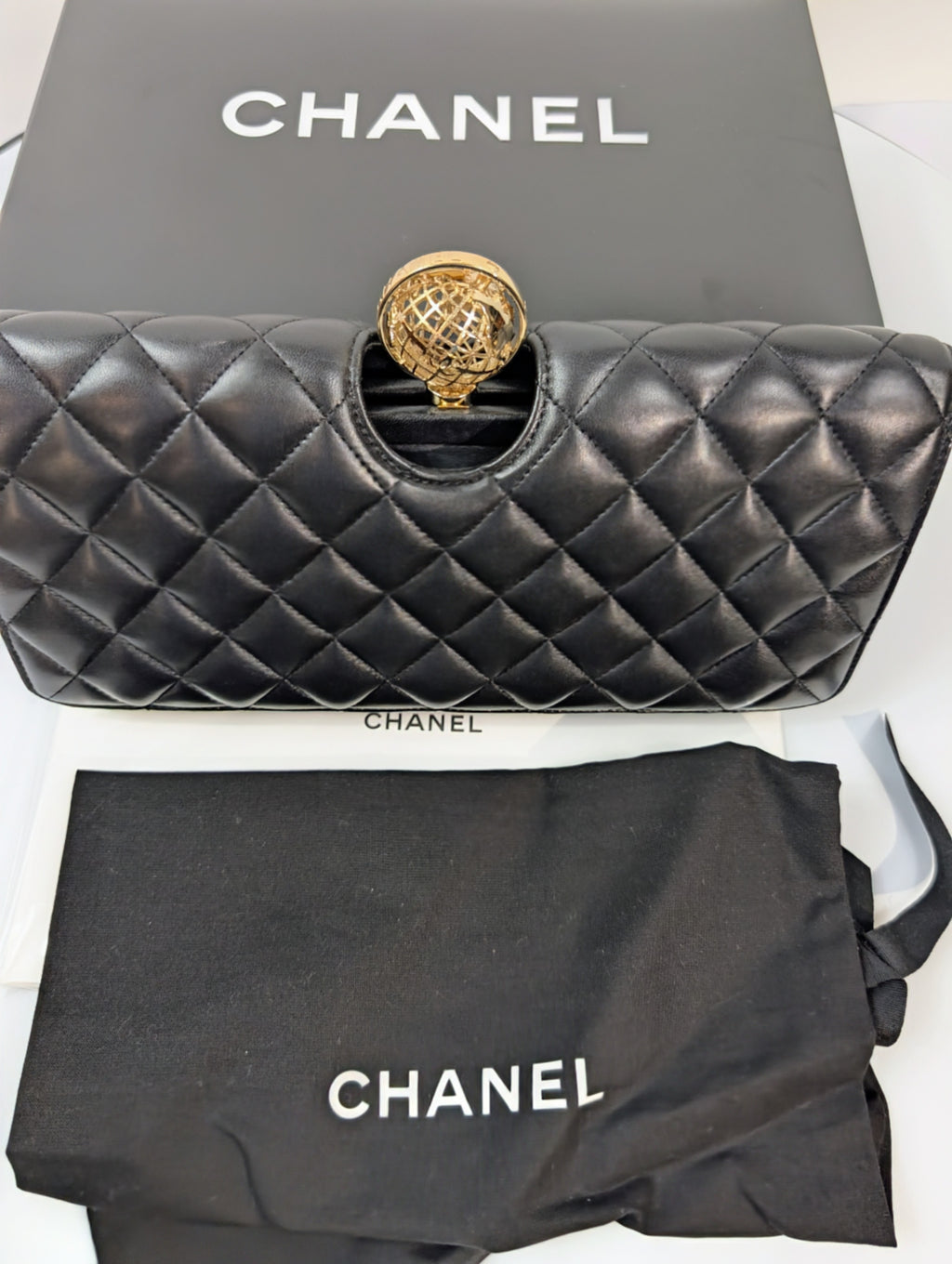 Chanel Vintage Rare "Around The World" Chain Clutch Crossbody Bag