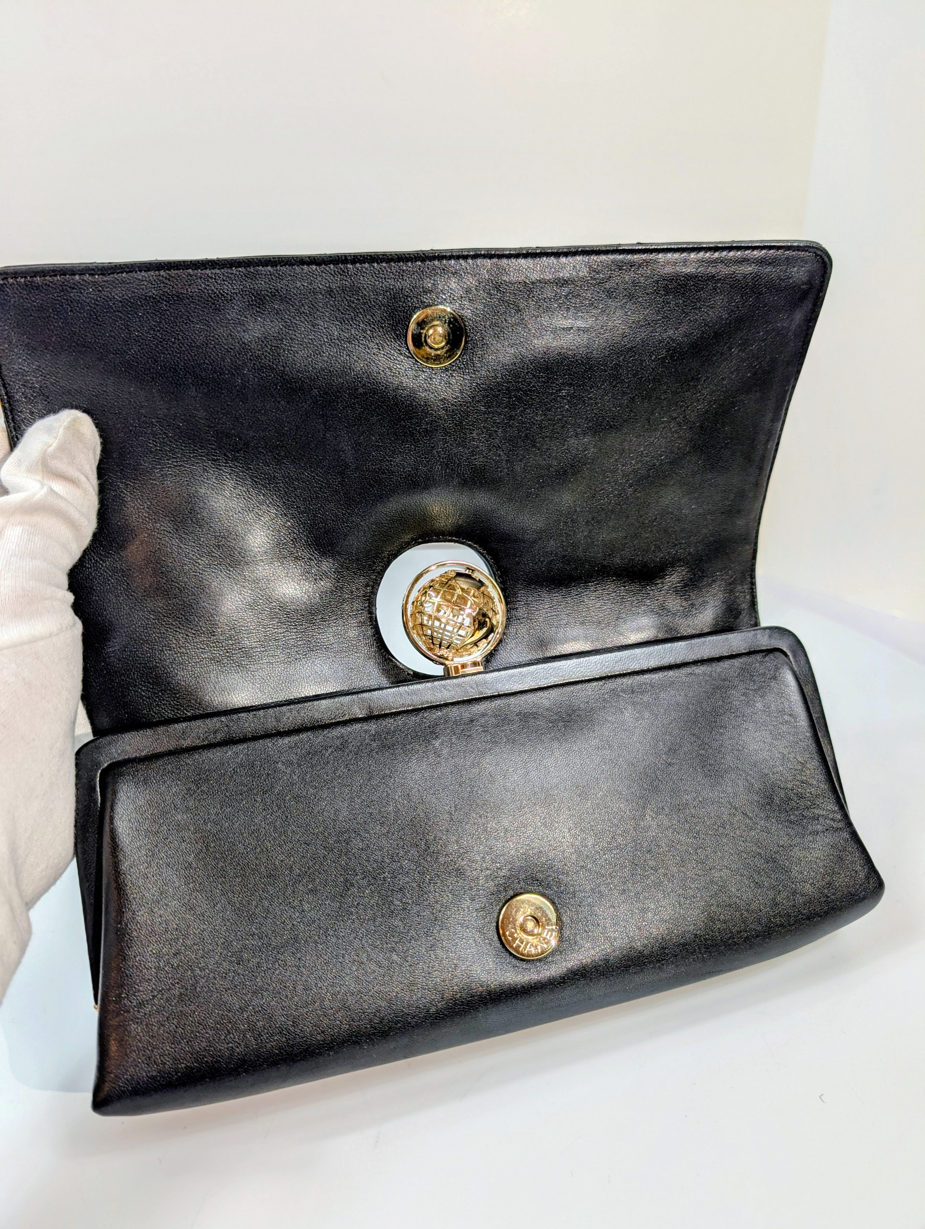 Chanel Vintage Rare "Around The World" Chain Clutch Crossbody Bag