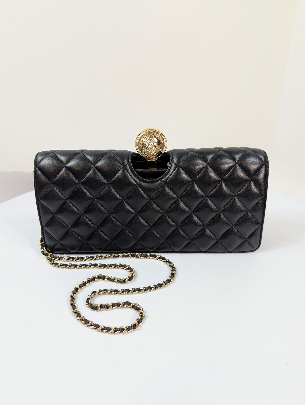 Chanel Vintage Rare "Around The World" Chain Clutch Crossbody Bag