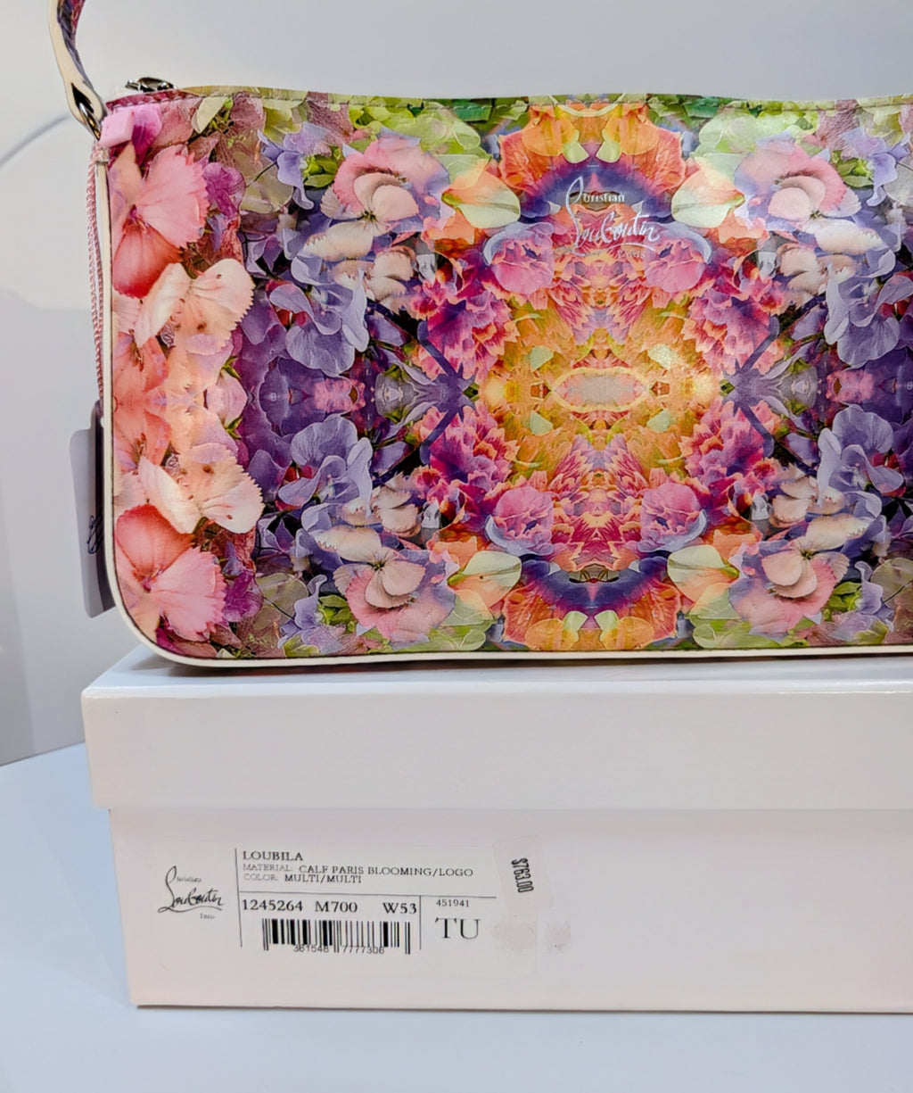 Christian Louboutin NWT Floral Kaleidoscope Naplak Leather Cabata Mini Pouch