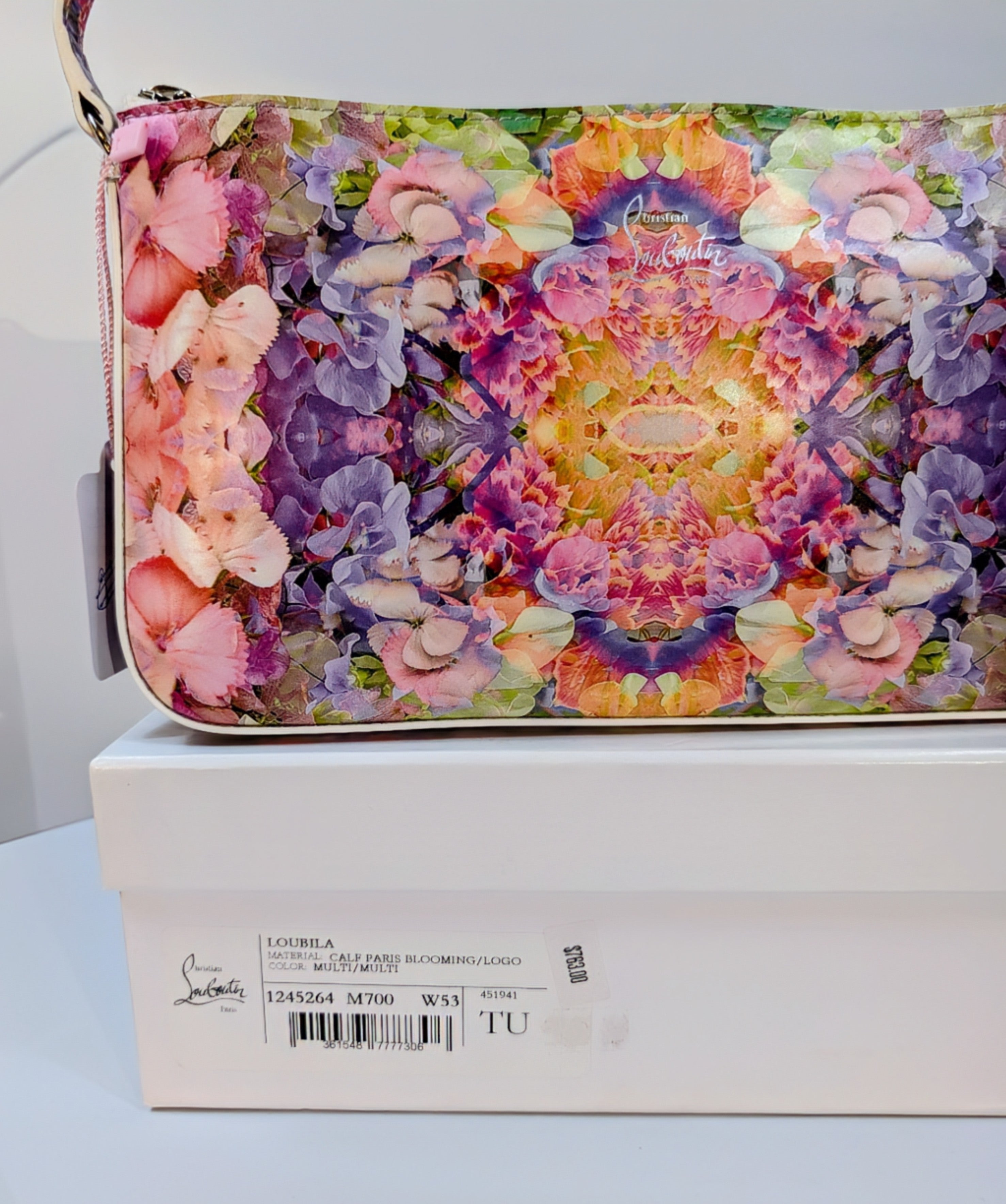 Christian Louboutin NWT Floral Kaleidoscope Naplak Leather Cabata Mini Pouch