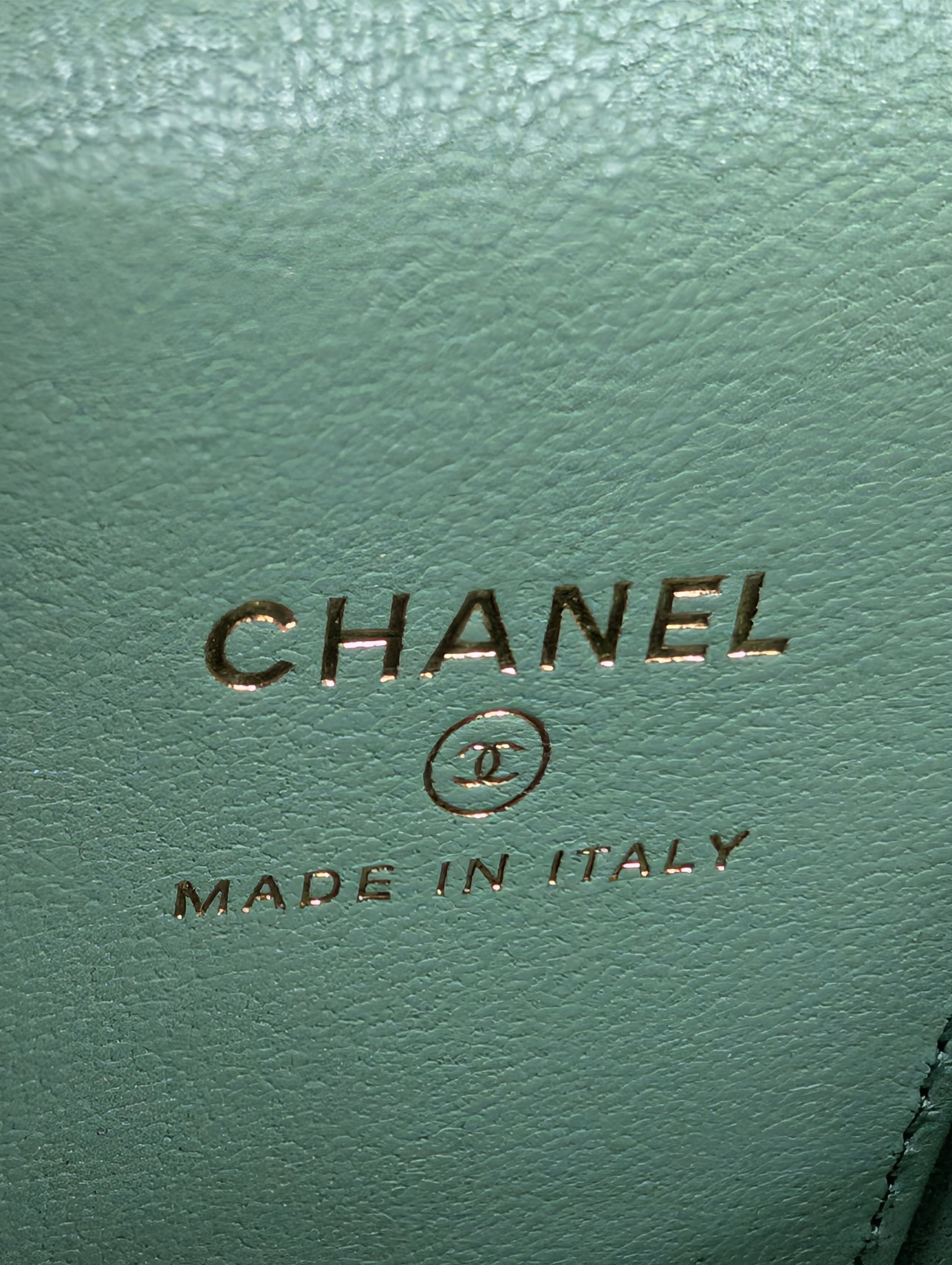 Chanel Light Green Mint Lambskin Quilted Mini Vanity Case with CC Charms