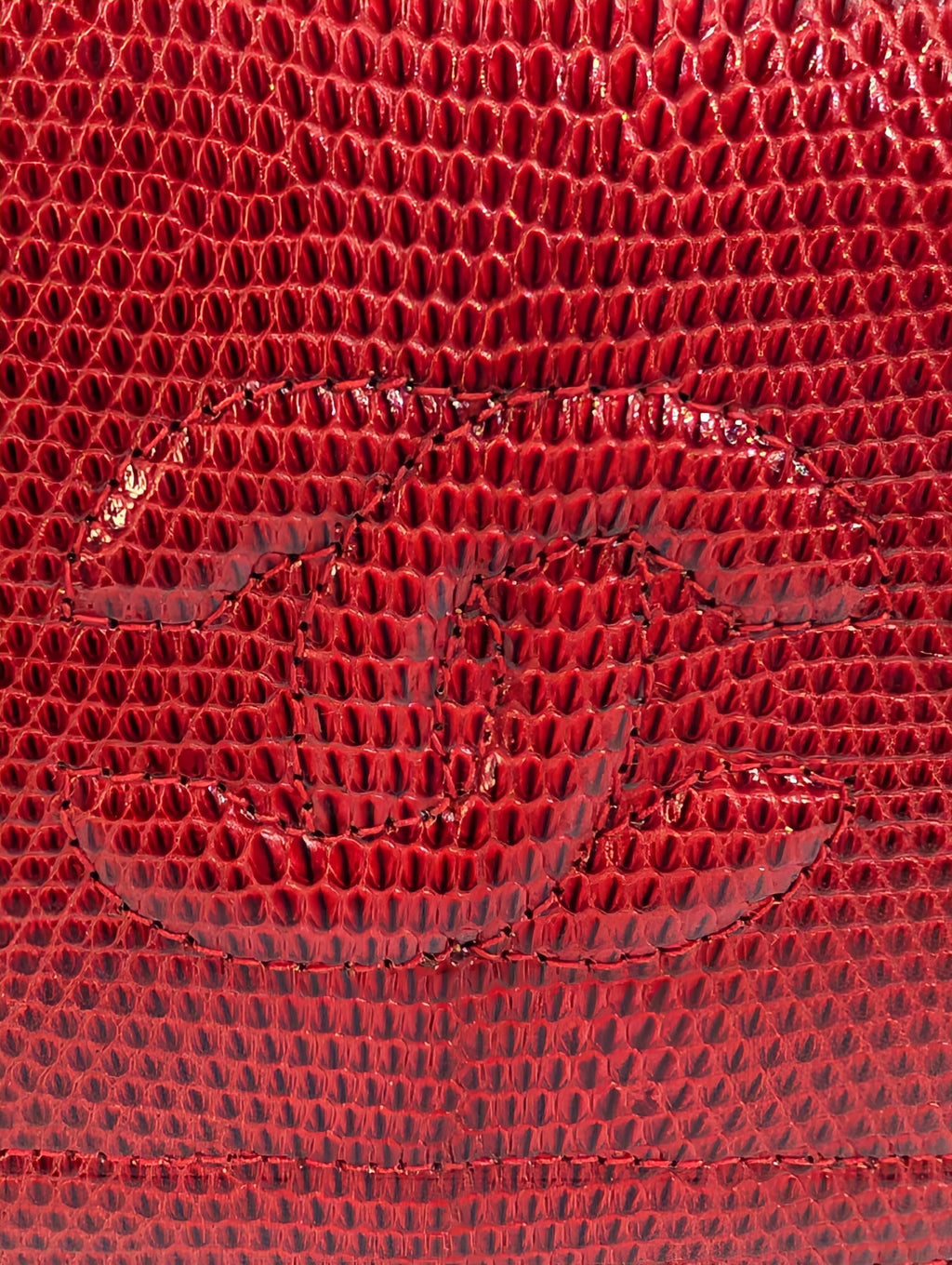 Chanel Rare Vintage Red Lizard Leather Mini Rectangular Flap Bag