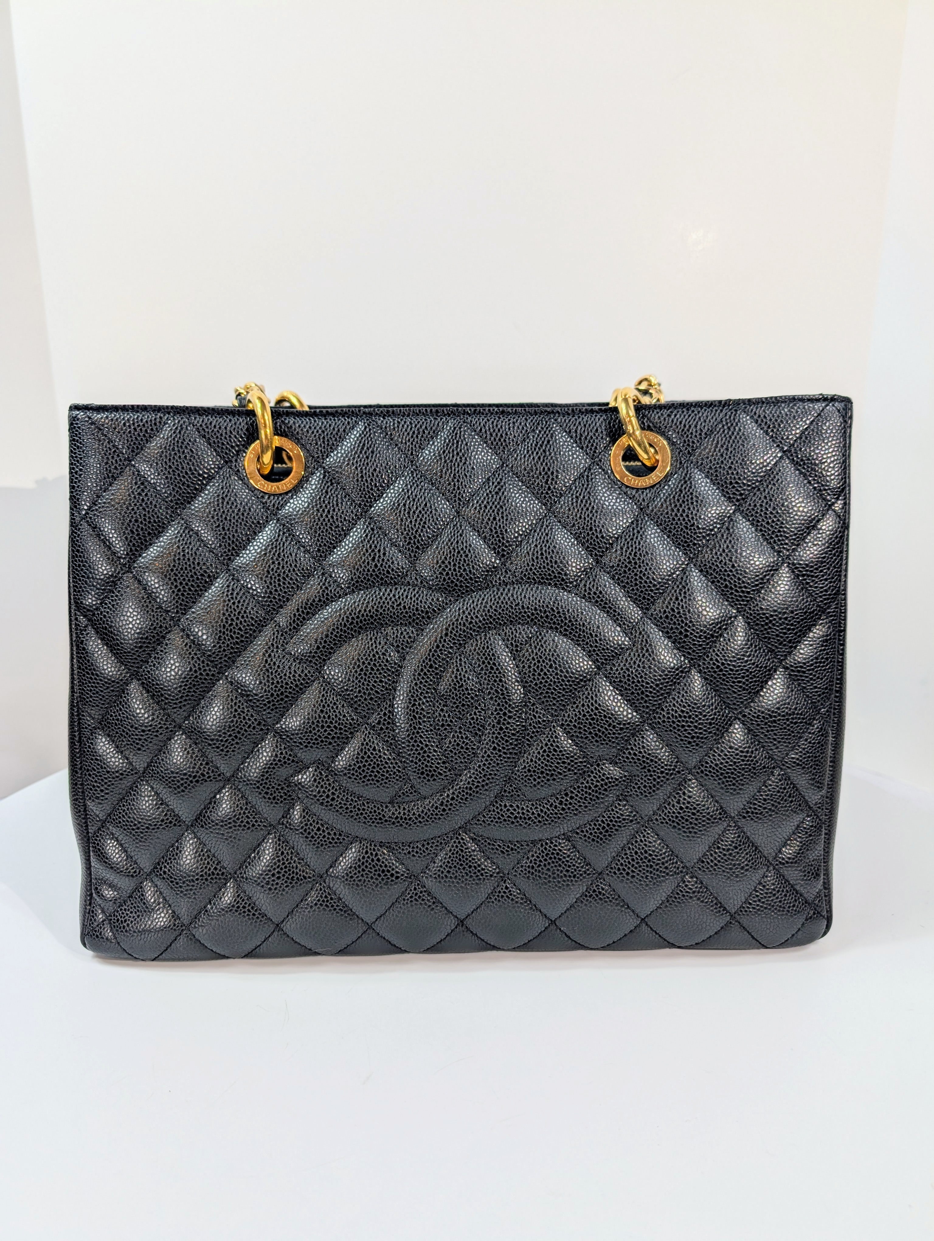 Chanel Black Caviar Leather Quilted Maxi Go Shopping Tote (GST XL)