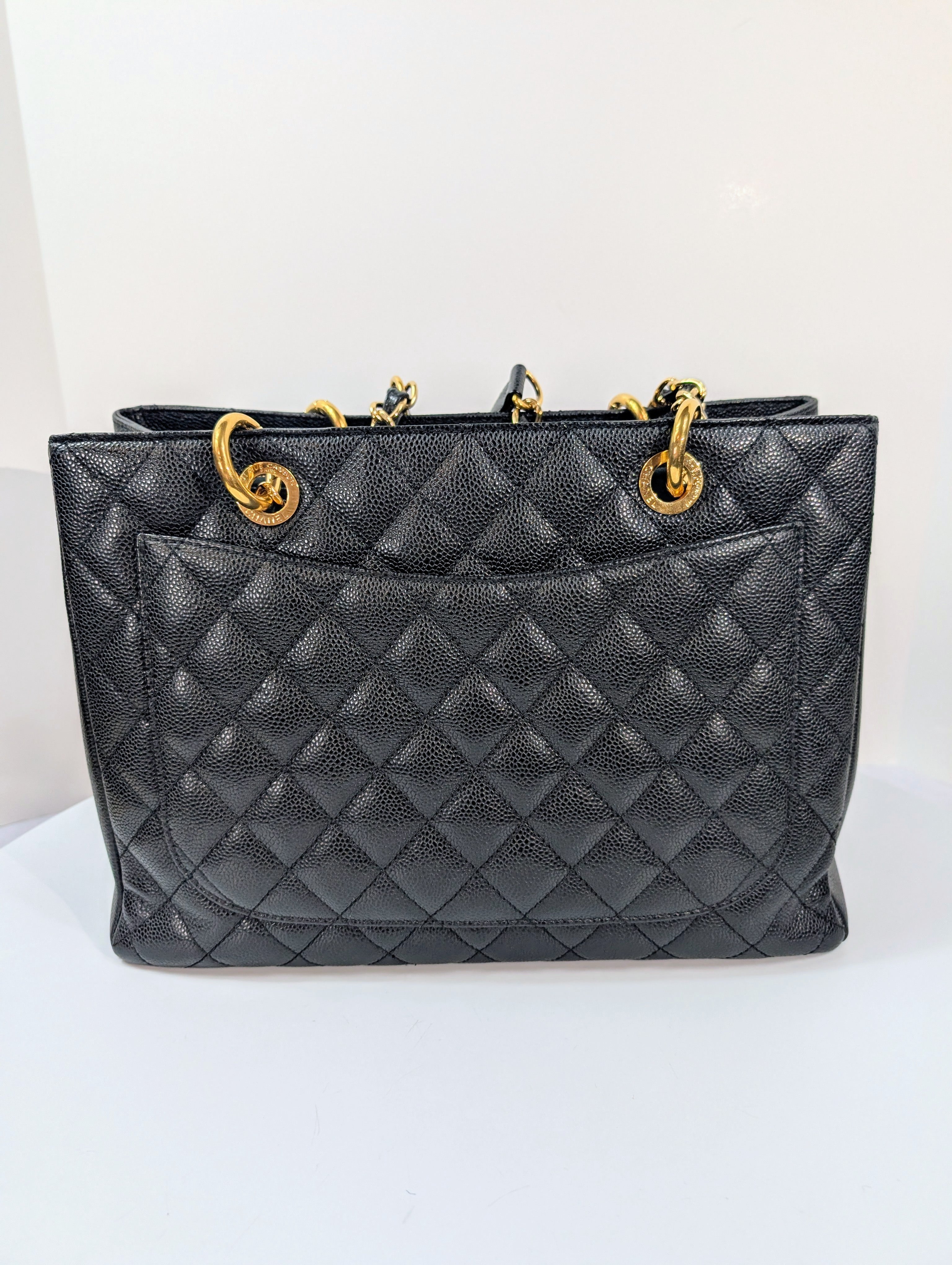 Chanel Black Caviar Leather Quilted Maxi Go Shopping Tote (GST XL)