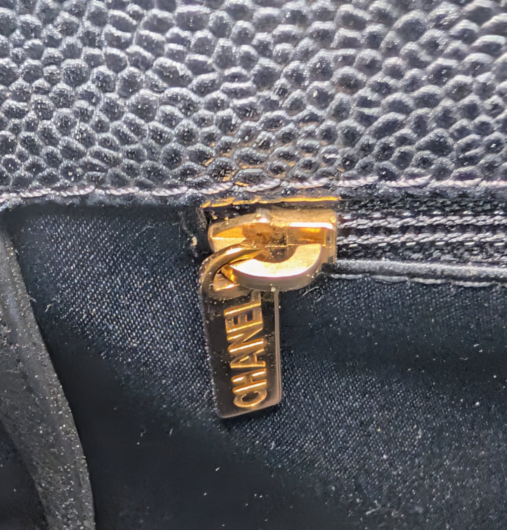 Chanel Black Caviar Leather Quilted Maxi Go Shopping Tote (GST XL)