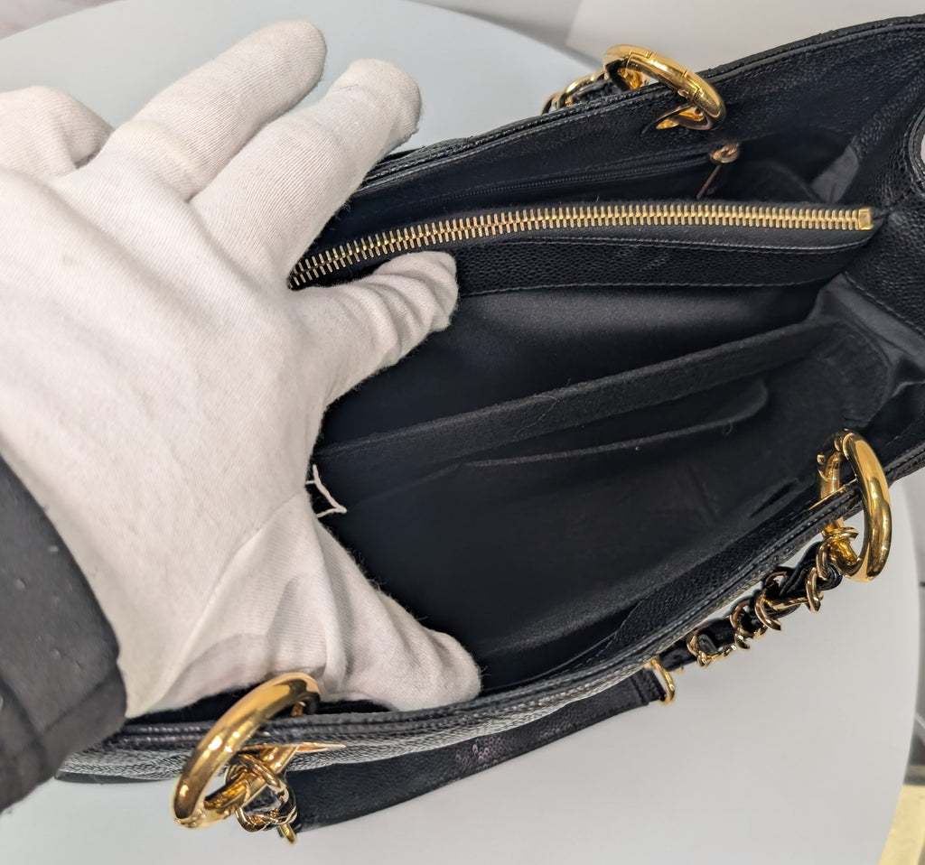 Chanel Black Caviar Leather Quilted Maxi Go Shopping Tote (GST XL)