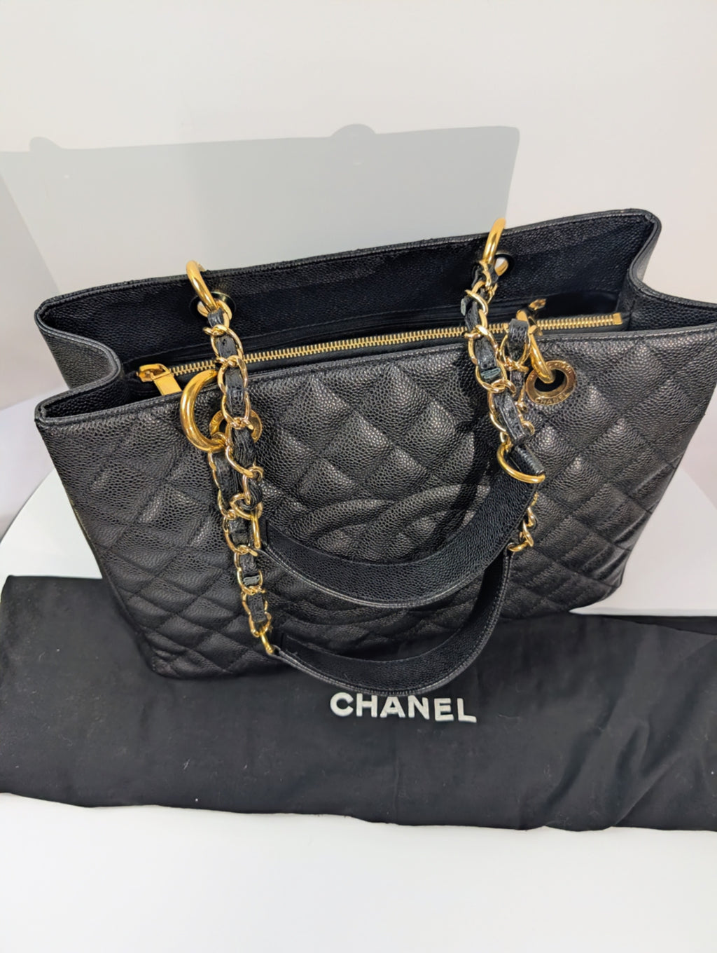 Chanel Black Caviar Leather Quilted Maxi Go Shopping Tote (GST XL)