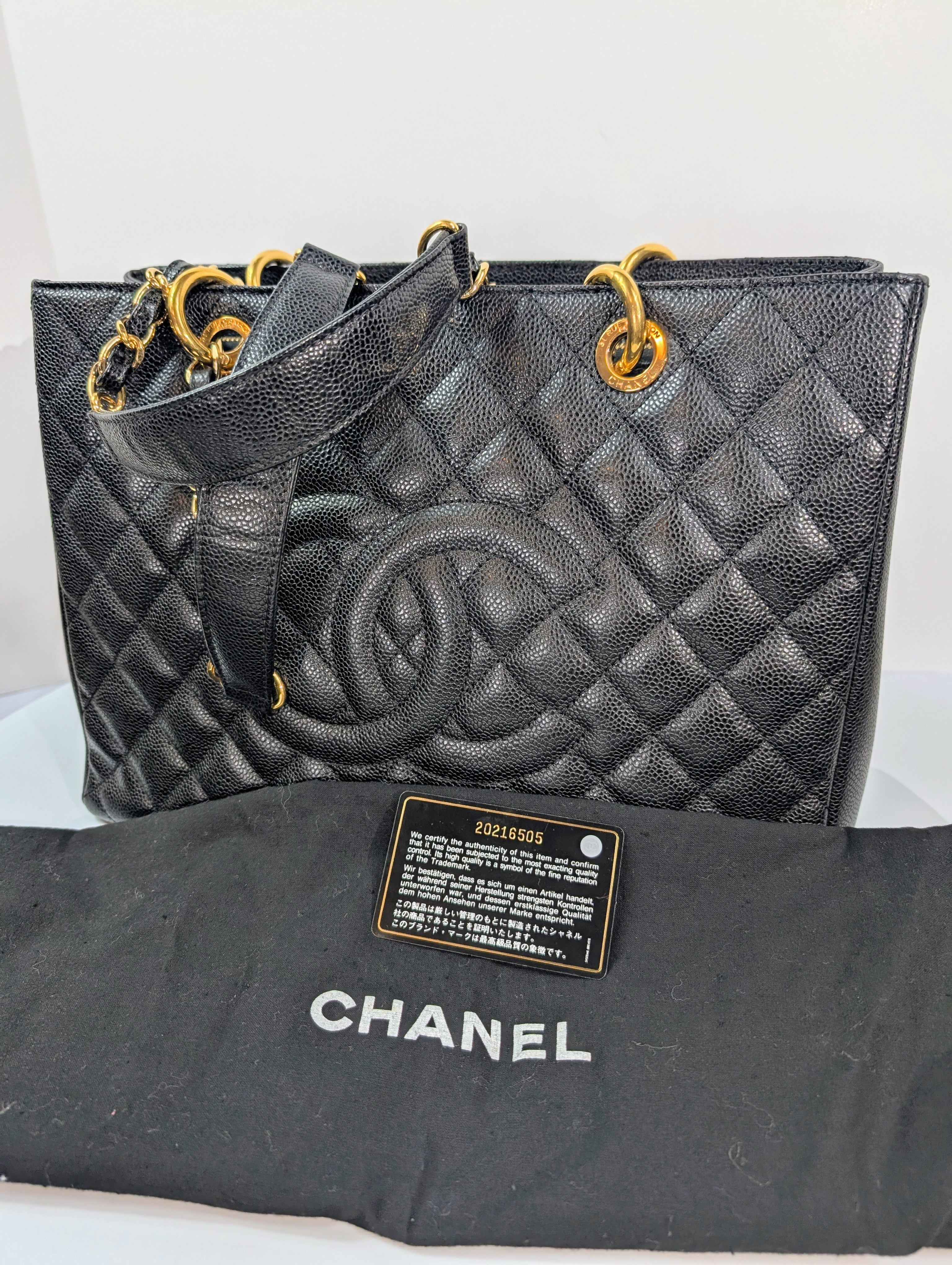 Chanel Black Caviar Leather Quilted Maxi Go Shopping Tote (GST XL)