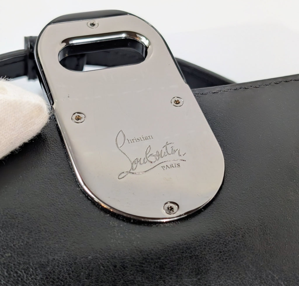 Christian Louboutin Black Elisa Crocodile Embossed Baguette Bag