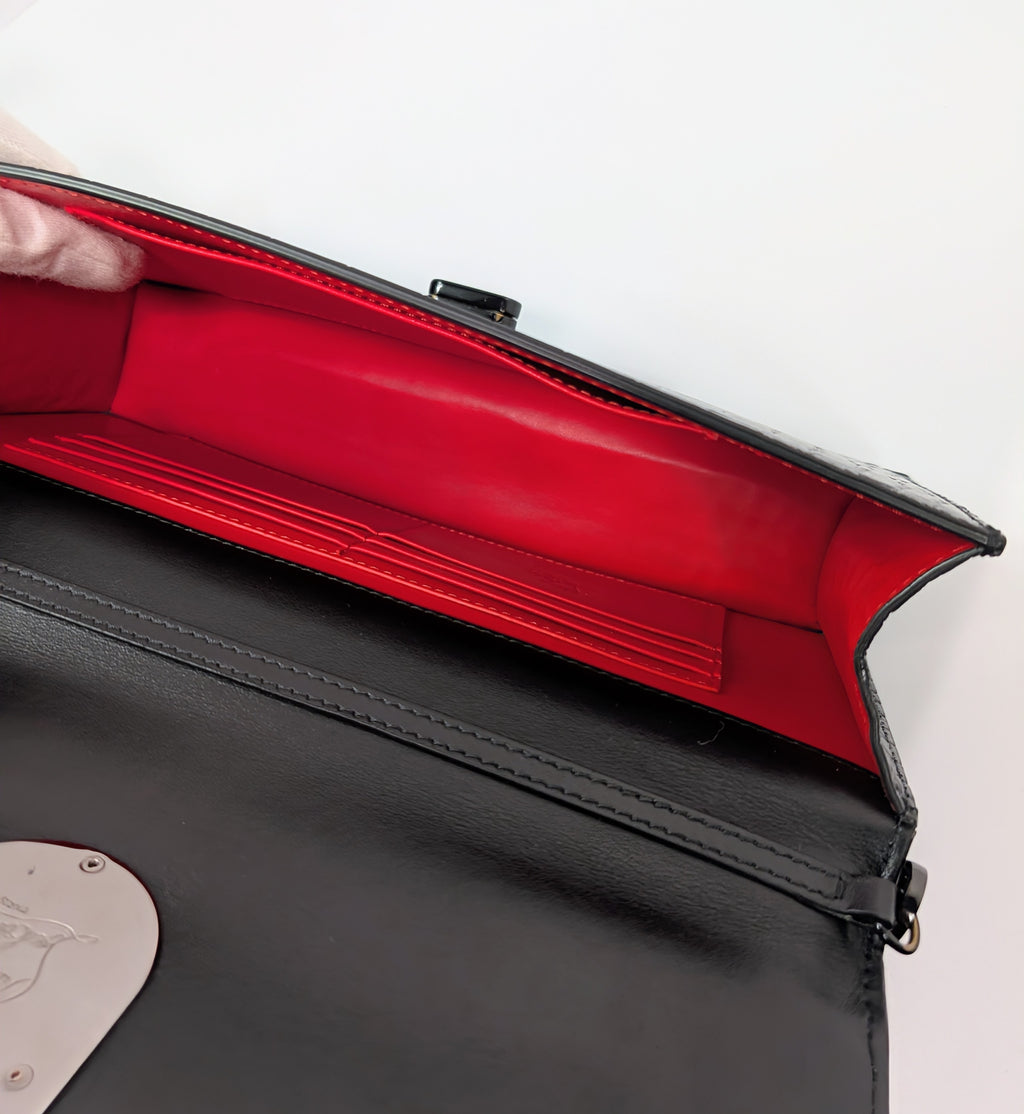 Christian Louboutin Black Elisa Crocodile Embossed Baguette Bag