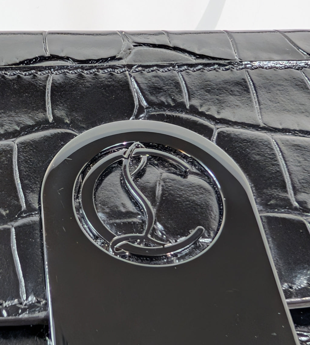 Christian Louboutin Black Elisa Crocodile Embossed Baguette Bag