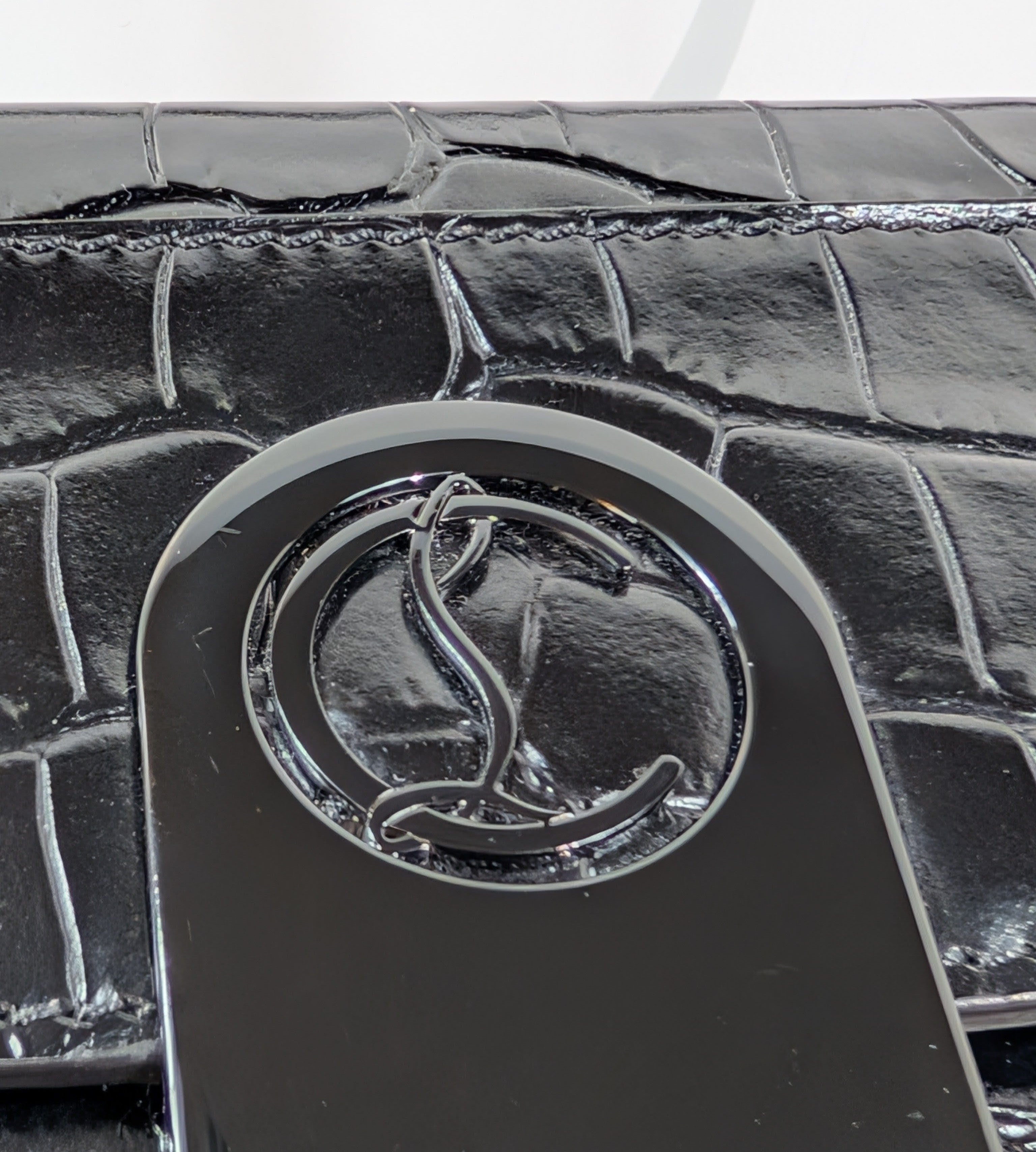 Christian Louboutin Black Elisa Crocodile Embossed Baguette Bag