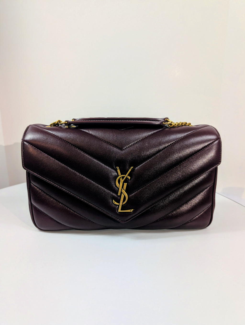YSL Saint Laurent Burgundy "Puffer" Quilted Loulou Shoulder Bag Collection