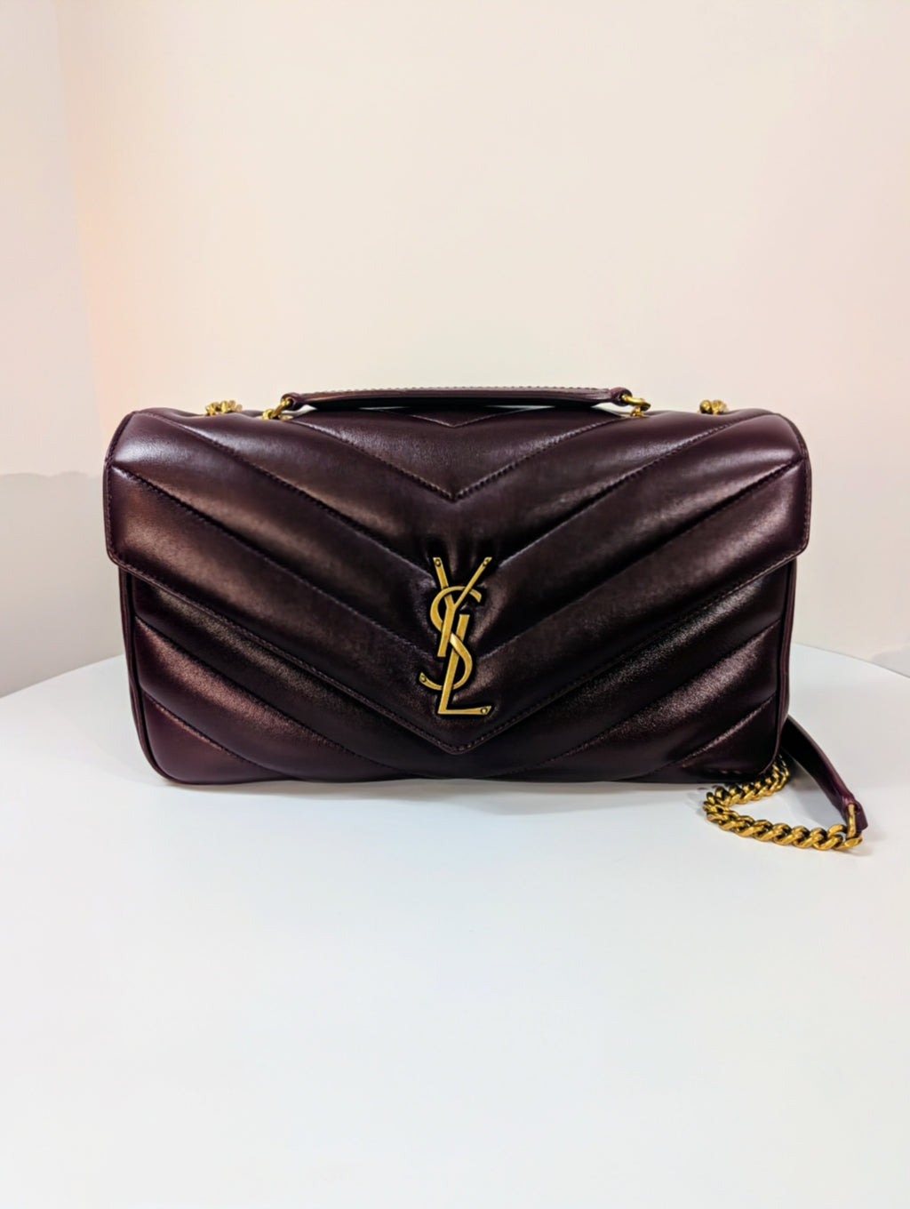 YSL Saint Laurent Burgundy "Puffer" Quilted Loulou Shoulder Bag Collection