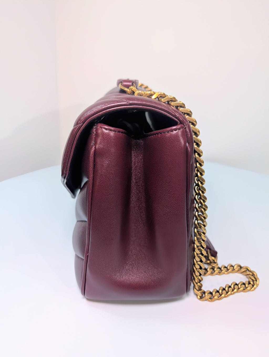 YSL Saint Laurent Burgundy "Puffer" Quilted Loulou Shoulder Bag Collection
