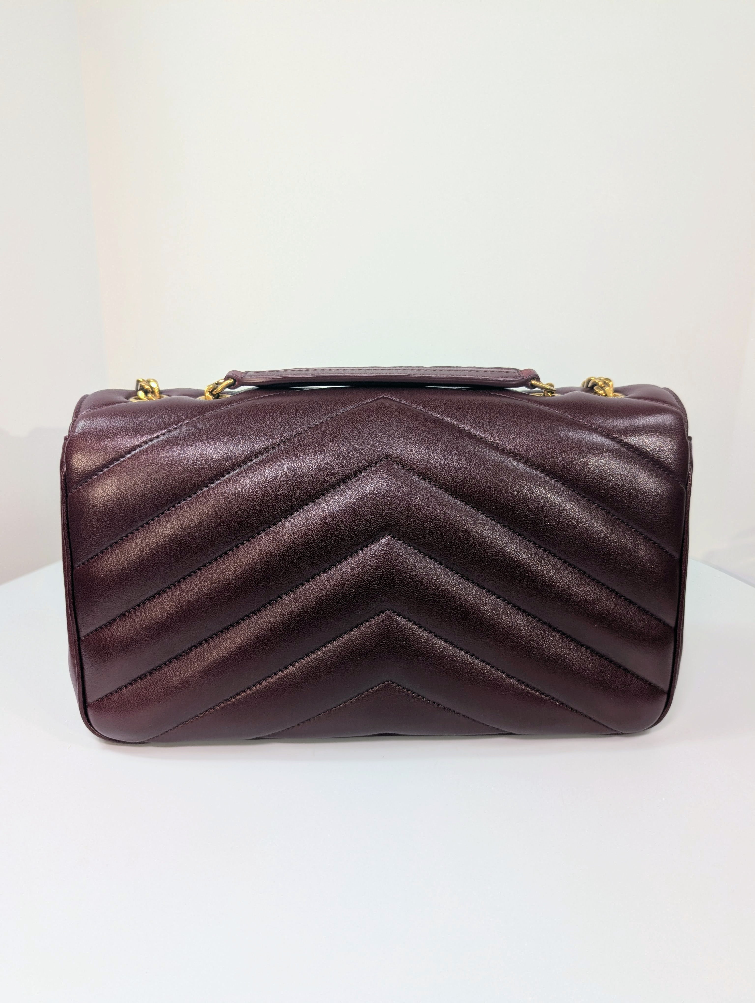 YSL Saint Laurent Burgundy "Puffer" Quilted Loulou Shoulder Bag Collection