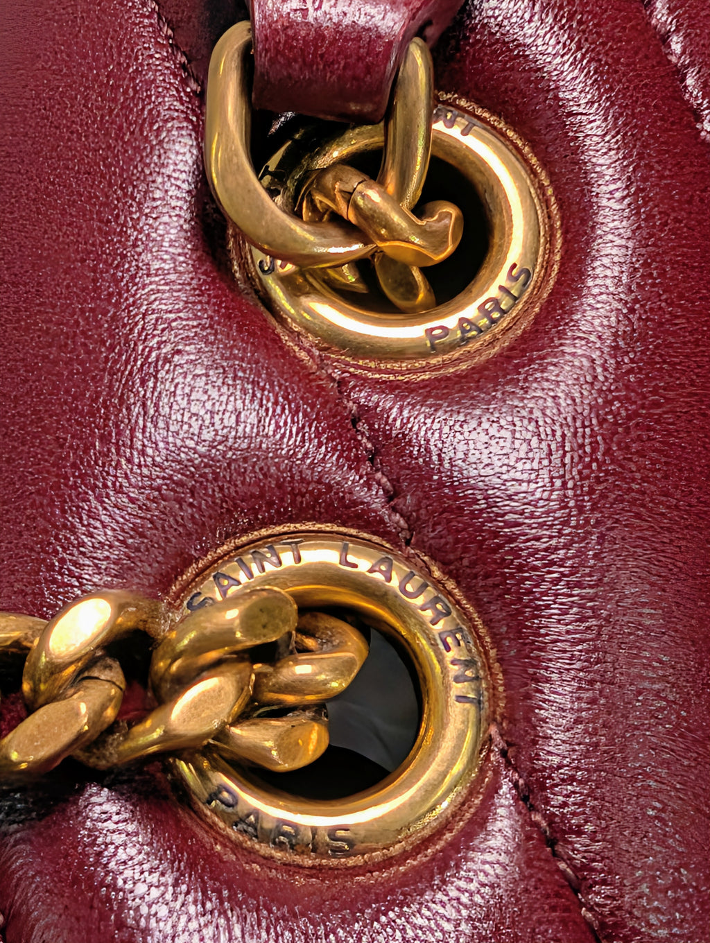 YSL Saint Laurent Burgundy "Puffer" Quilted Loulou Shoulder Bag Collection