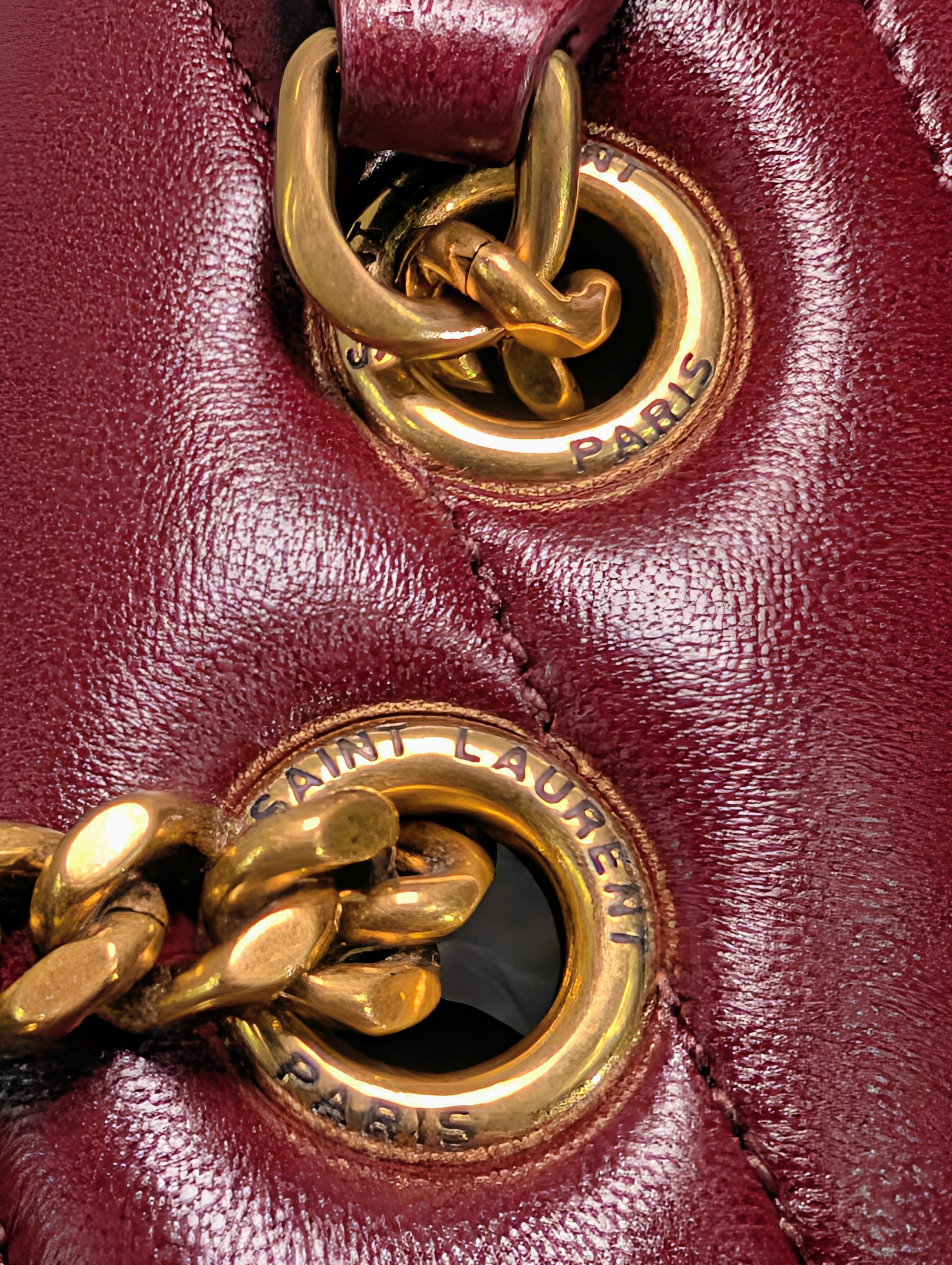 YSL Saint Laurent Burgundy "Puffer" Quilted Loulou Shoulder Bag Collection