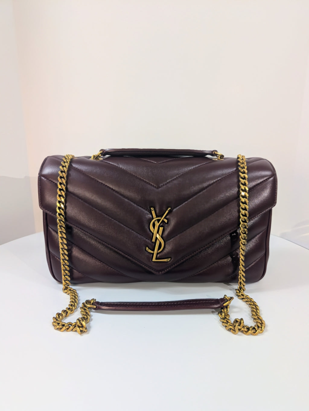 YSL Saint Laurent Burgundy "Puffer" Quilted Loulou Shoulder Bag Collection