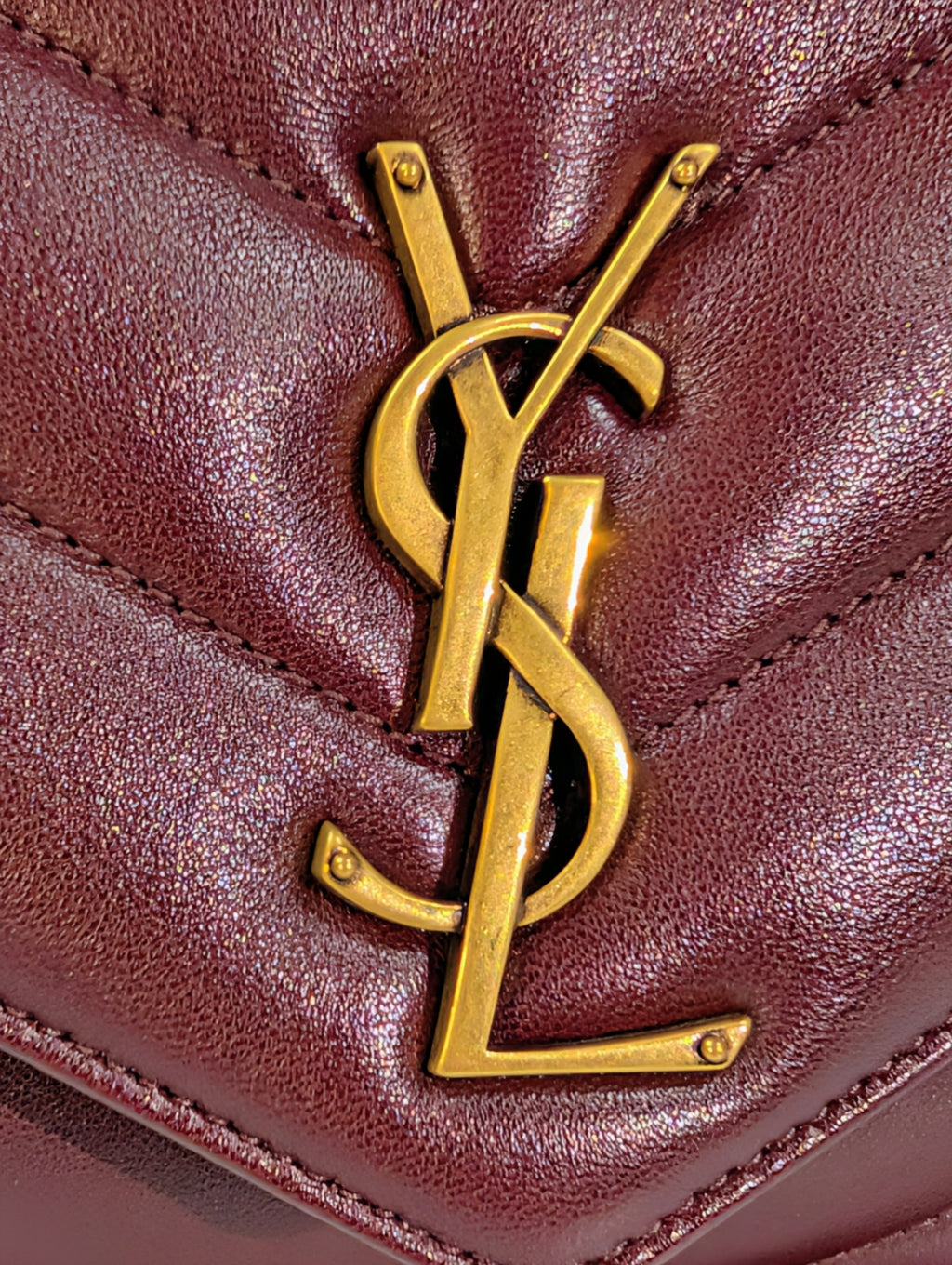 YSL Saint Laurent Burgundy "Puffer" Quilted Loulou Shoulder Bag Collection