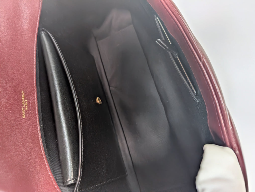 YSL Saint Laurent Burgundy "Puffer" Quilted Loulou Shoulder Bag Collection