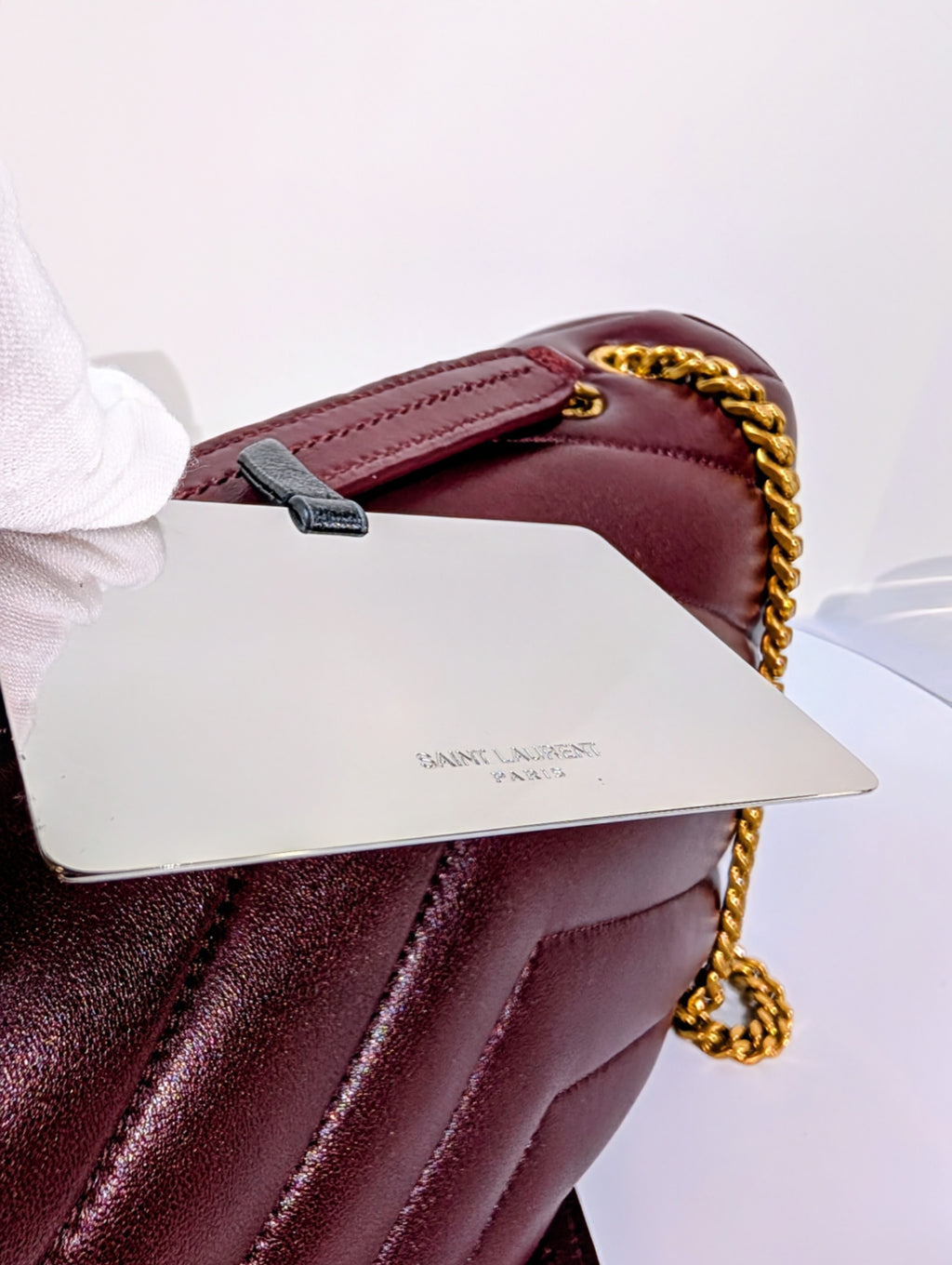 YSL Saint Laurent Burgundy "Puffer" Quilted Loulou Shoulder Bag Collection