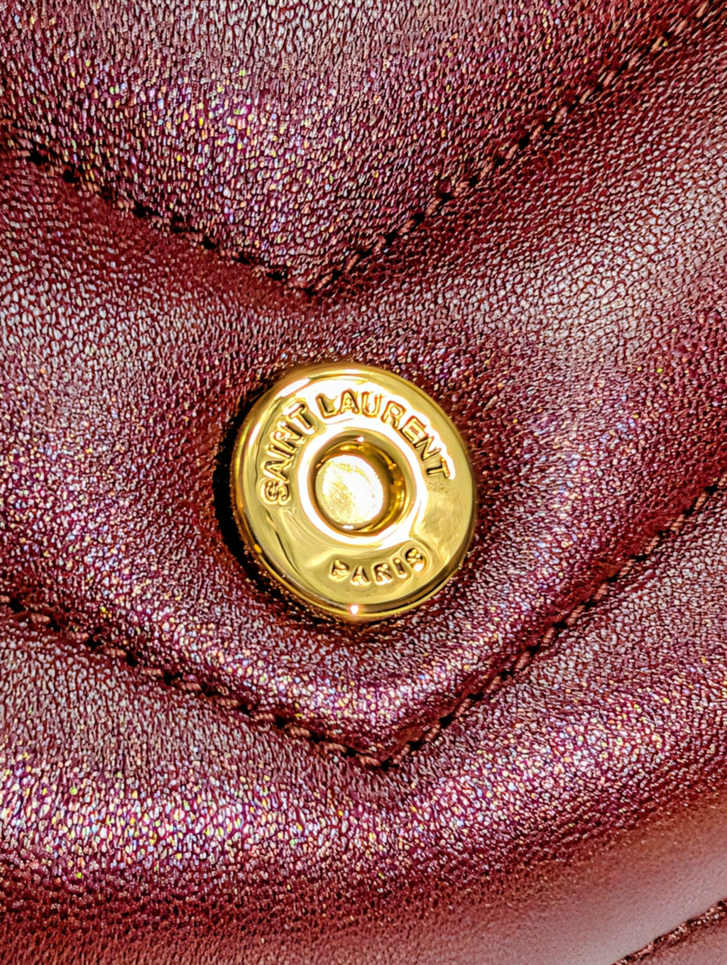 YSL Saint Laurent Burgundy "Puffer" Quilted Loulou Shoulder Bag Collection