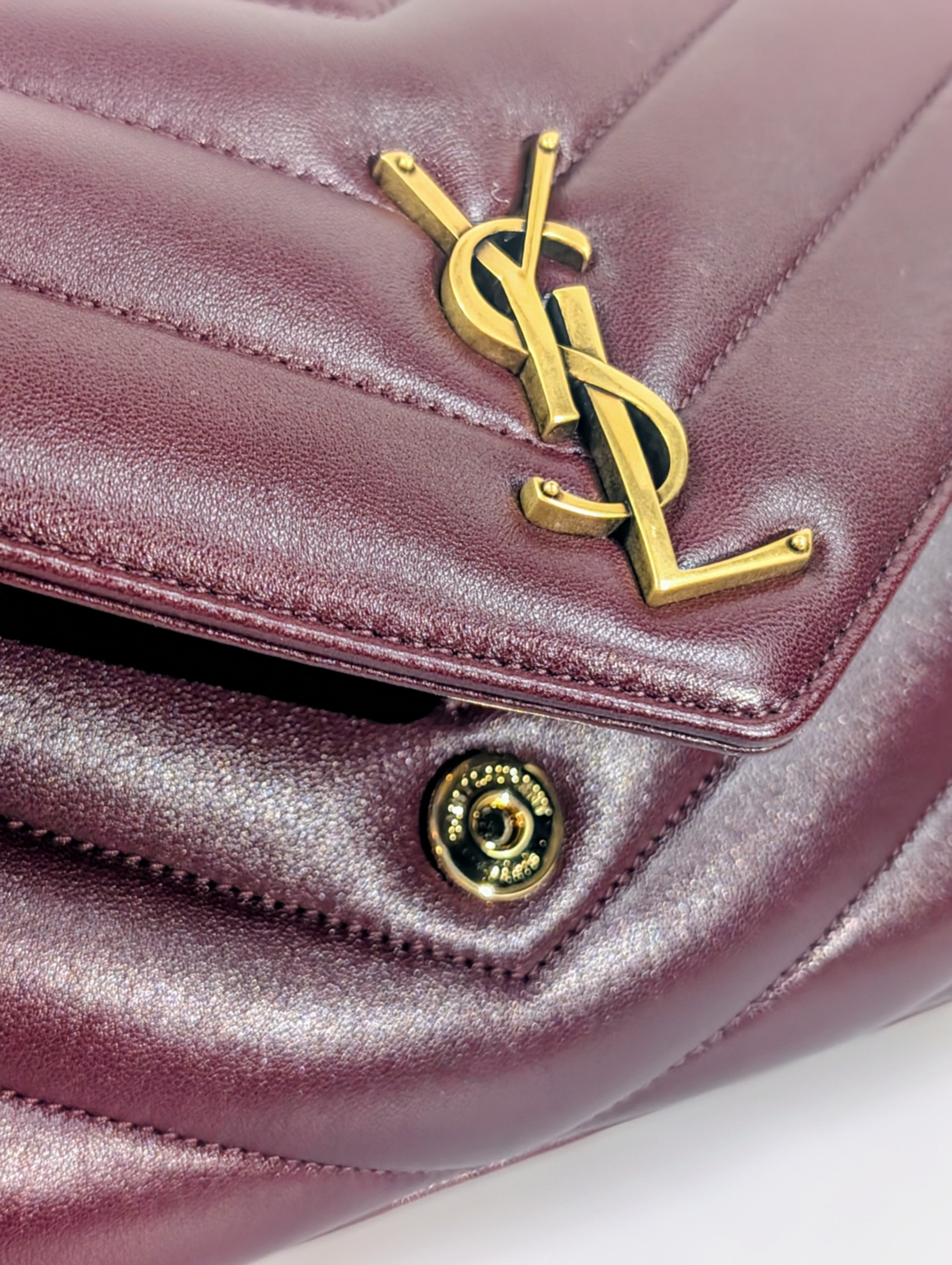 YSL Saint Laurent Burgundy "Puffer" Quilted Loulou Shoulder Bag Collection