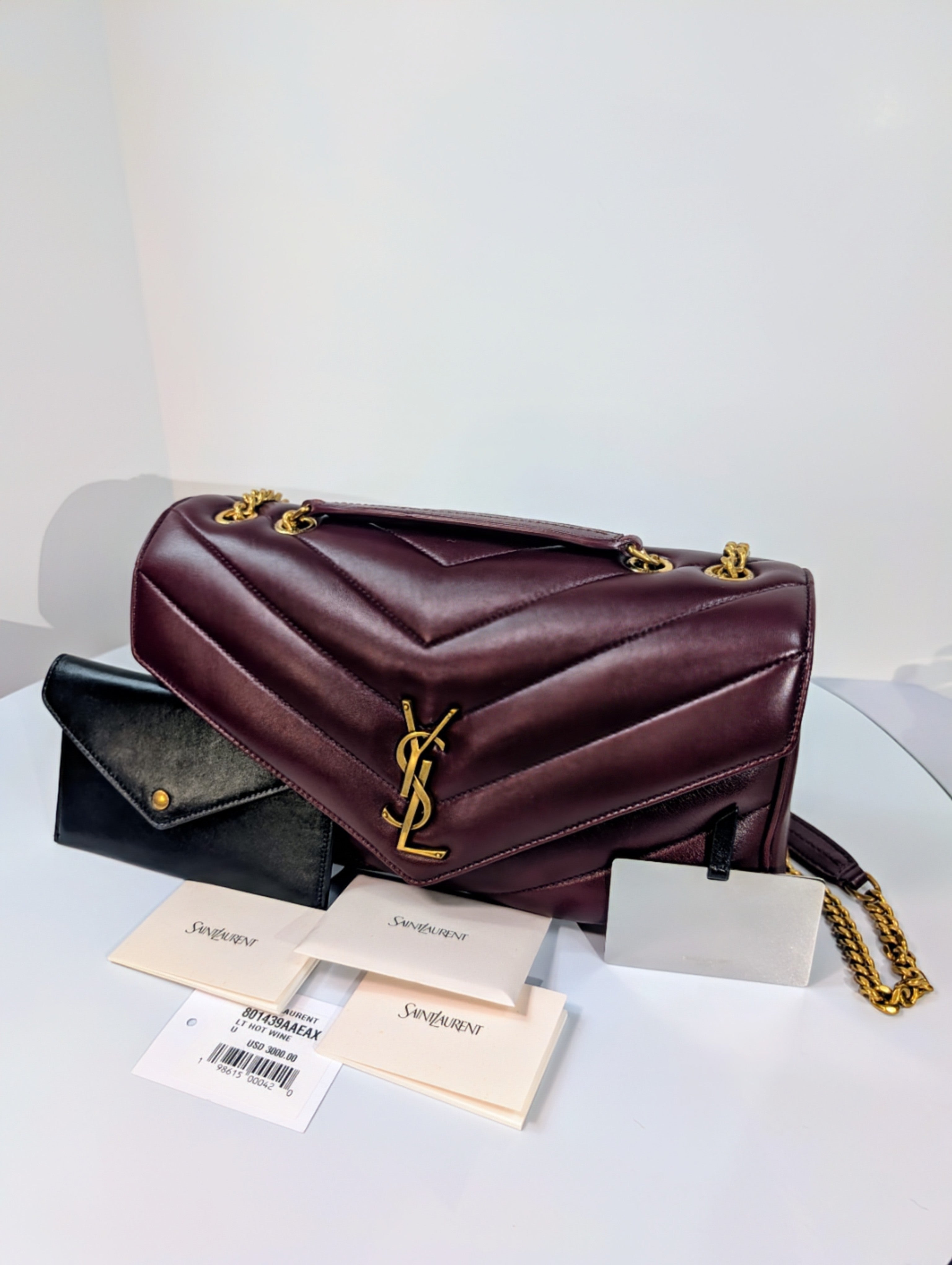YSL Saint Laurent Burgundy "Puffer" Quilted Loulou Shoulder Bag Collection