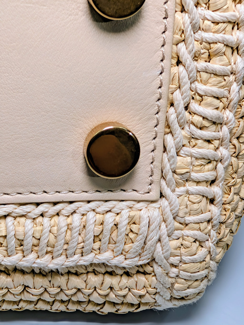 YSL Saint Laurent Light Brown Raffia Crochet Caba Tote Bag with Antiqued Gold Hardware