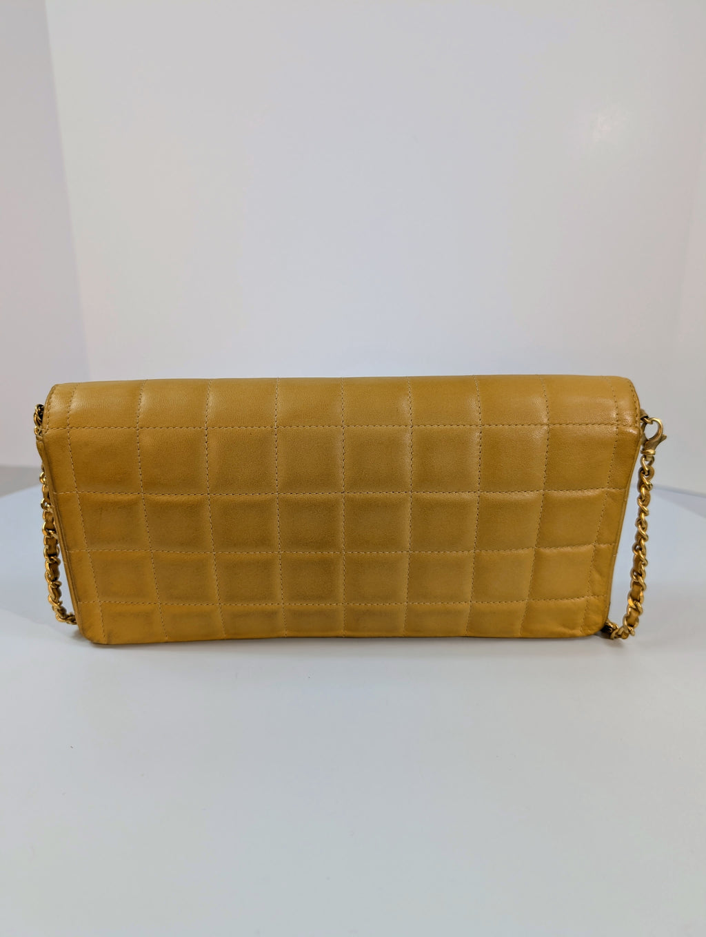 Chanel Vintage Butterscotch “Chocolate Bar” Flap Maxi Clutch