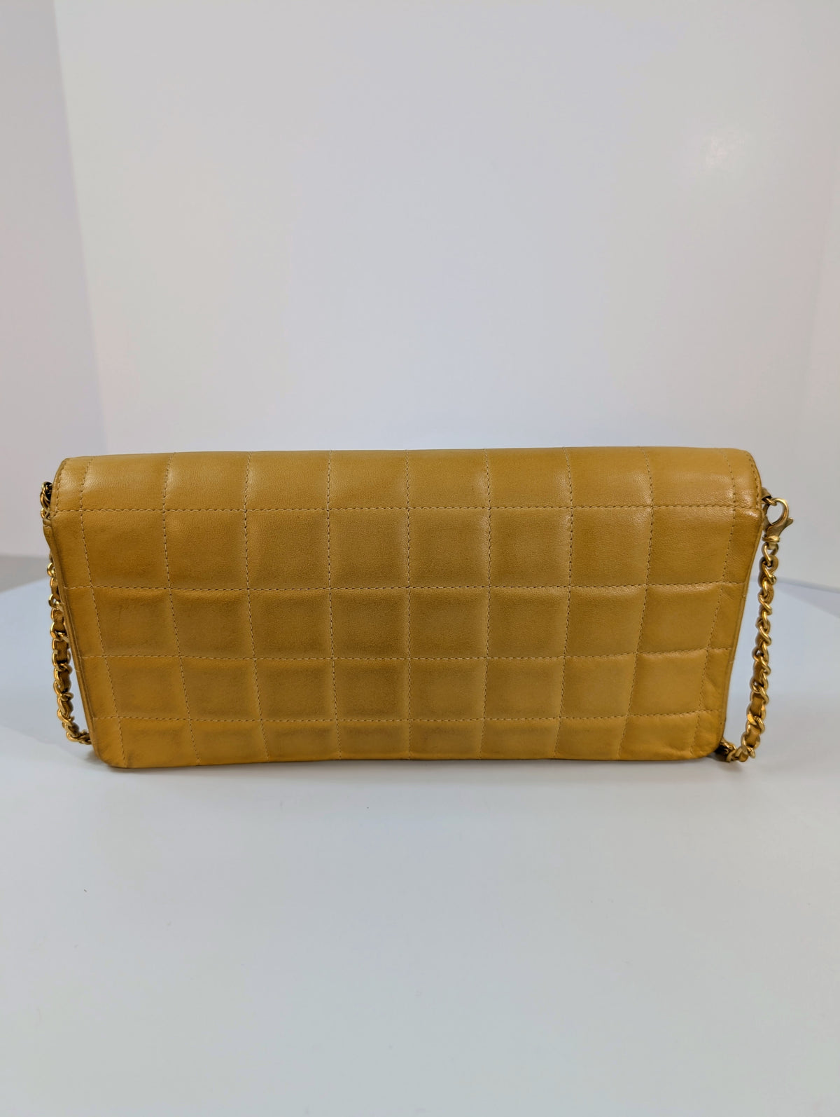 Chanel Vintage Butterscotch “Chocolate Bar” Flap Maxi Clutch