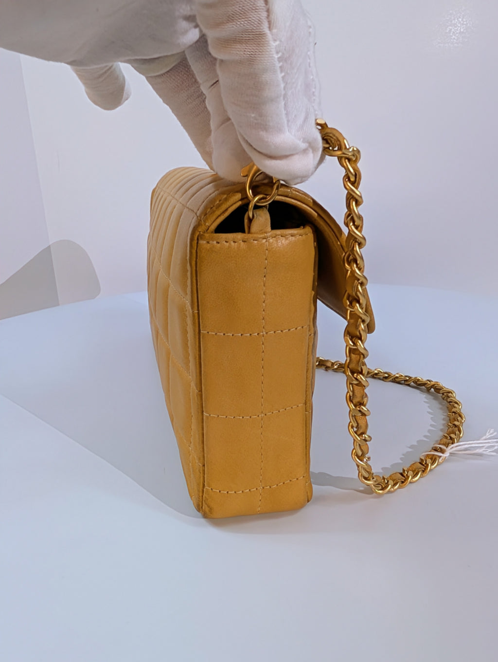 Chanel Vintage Butterscotch “Chocolate Bar” Flap Maxi Clutch