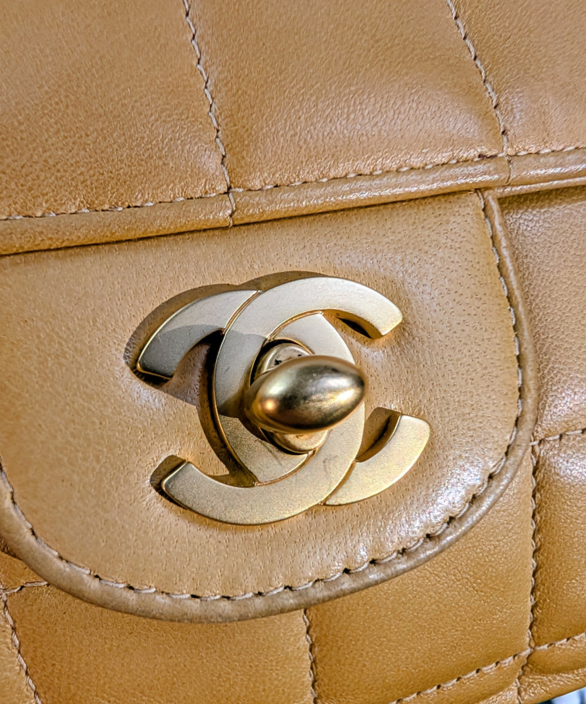 Chanel Vintage Butterscotch “Chocolate Bar” Flap Maxi Clutch