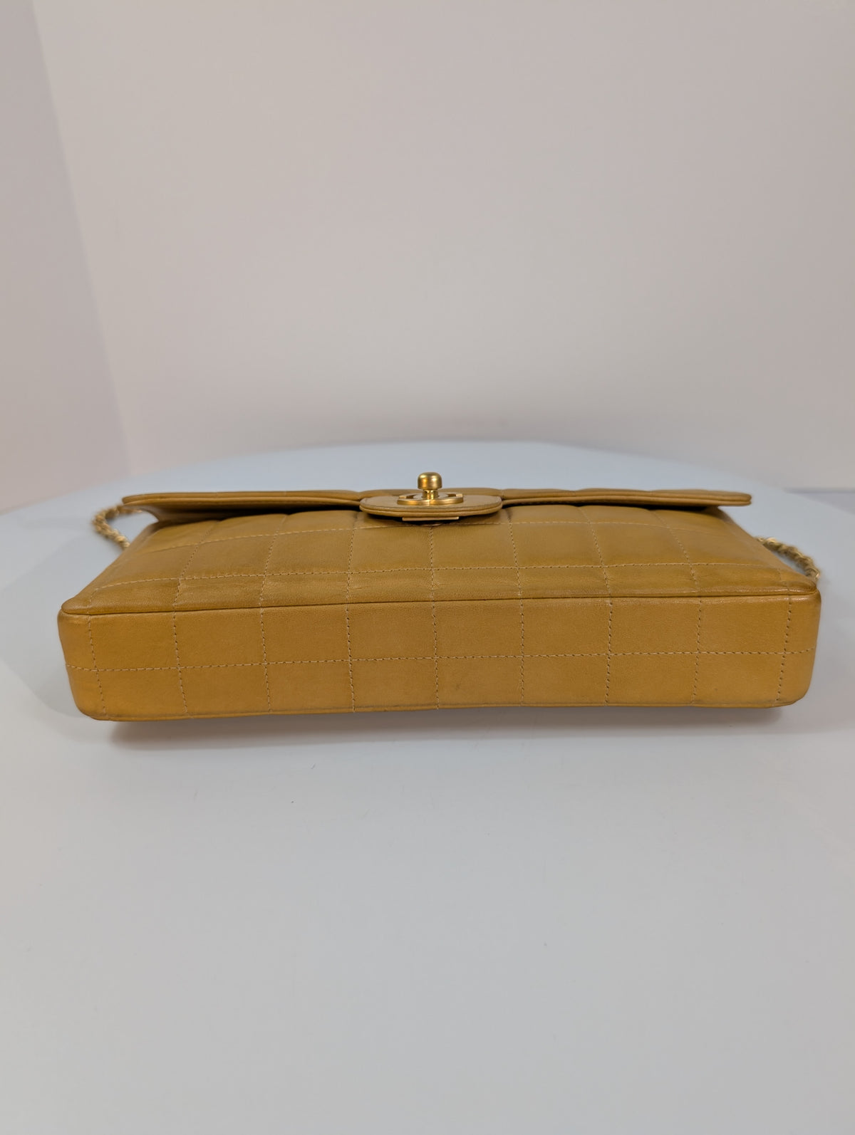 Chanel Vintage Butterscotch “Chocolate Bar” Flap Maxi Clutch