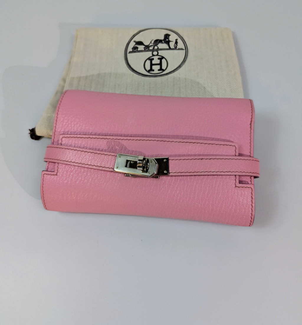 Hermes Pink Rose Kelly Compact Classique Wallet