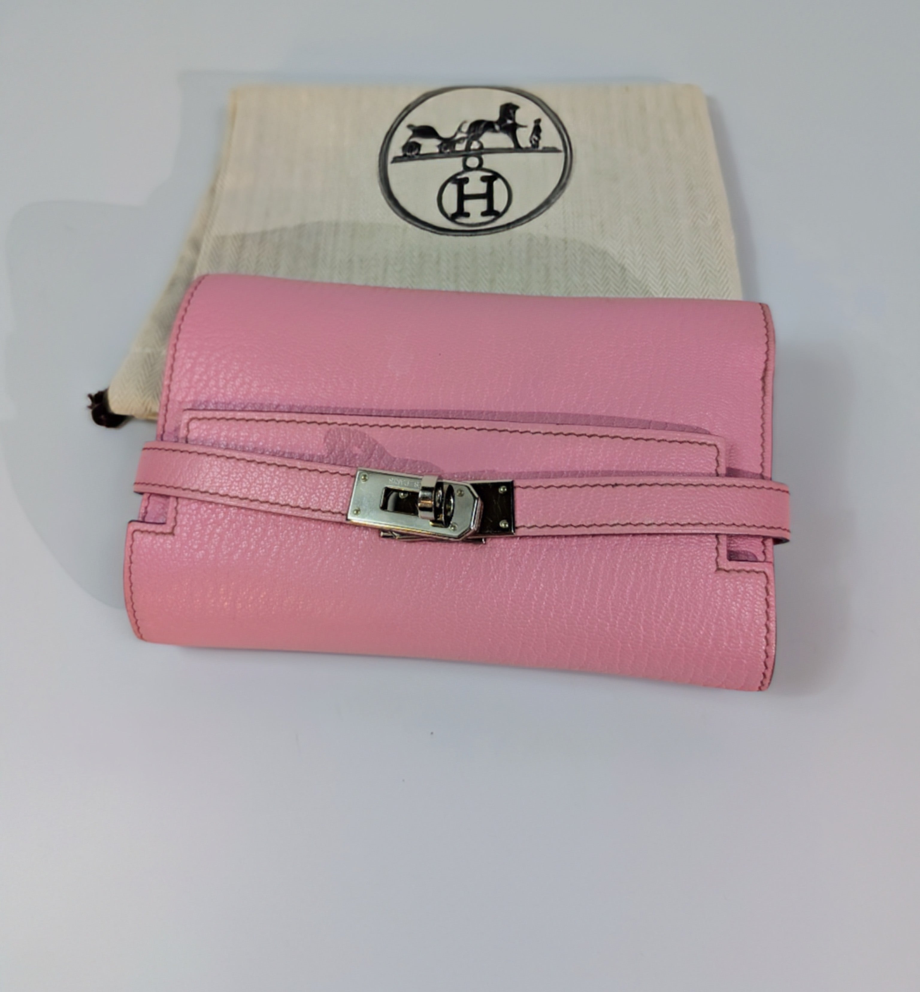 Hermes Pink Rose Kelly Compact Classique Wallet