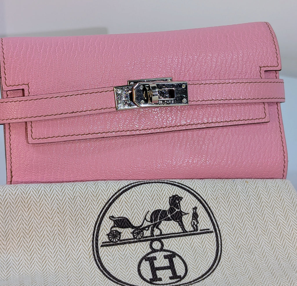 Hermes Pink Rose Kelly Compact Classique Wallet