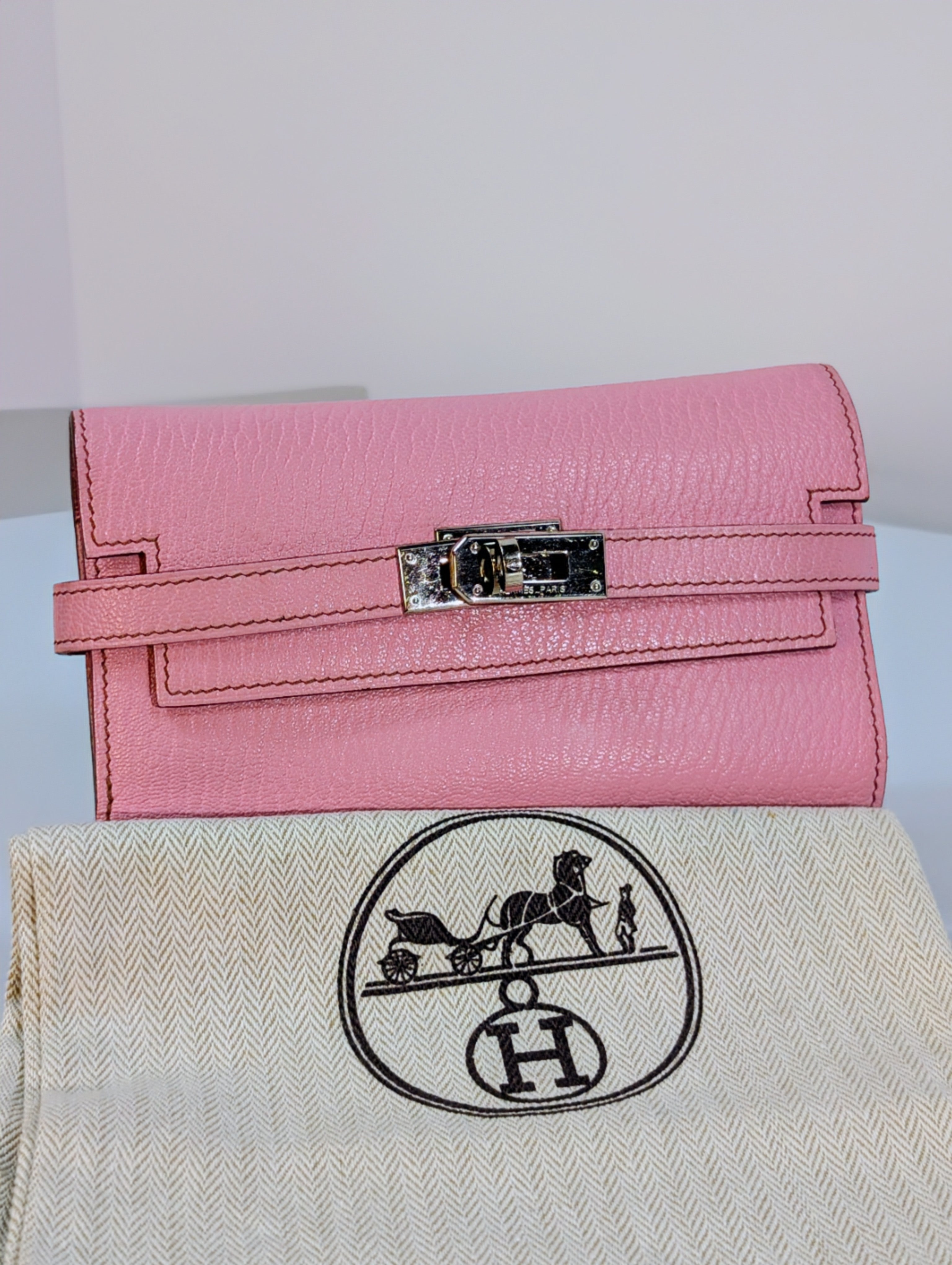 Hermes Pink Rose Kelly Compact Classique Wallet