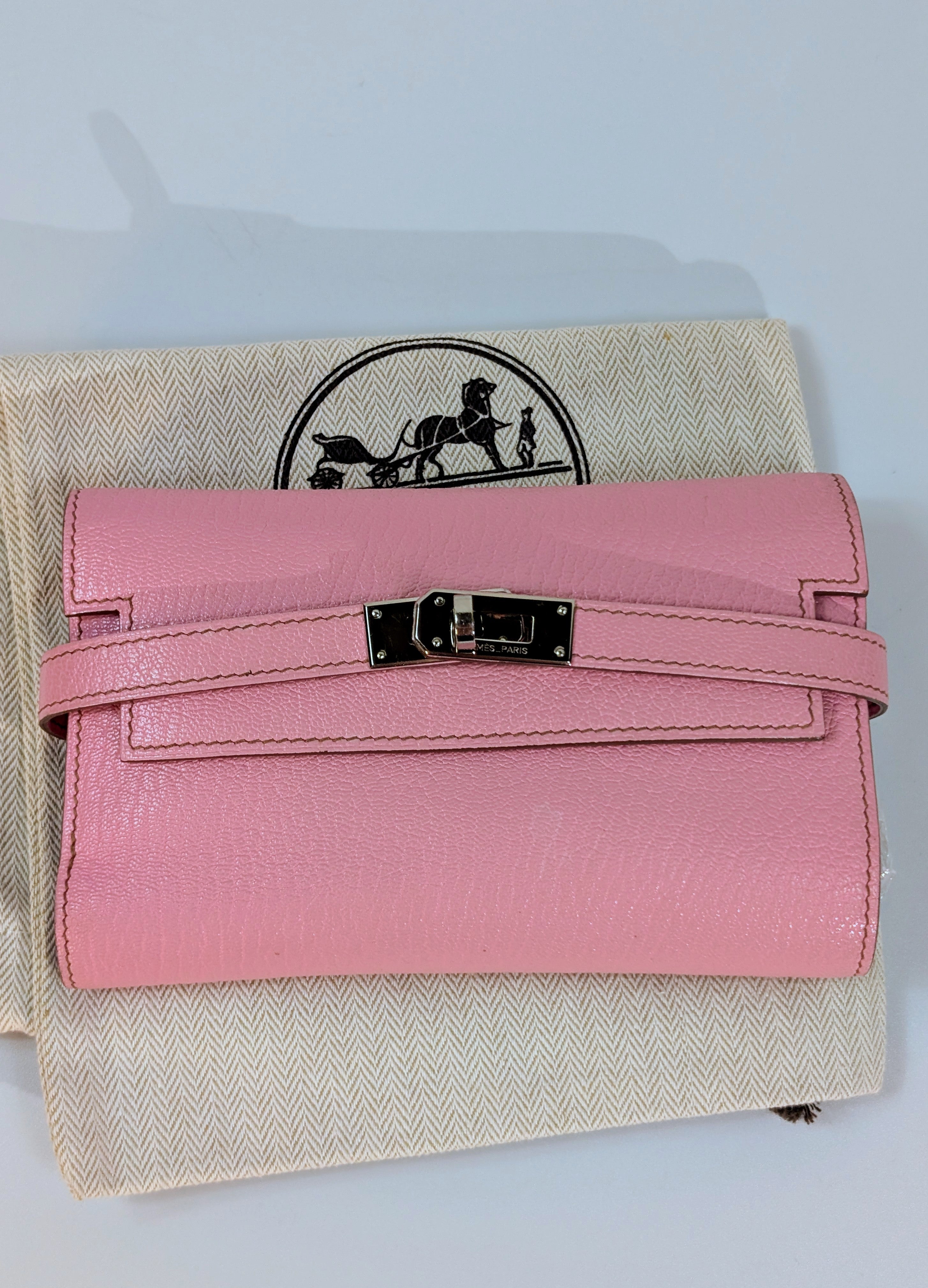 Hermes Pink Rose Kelly Compact Classique Wallet