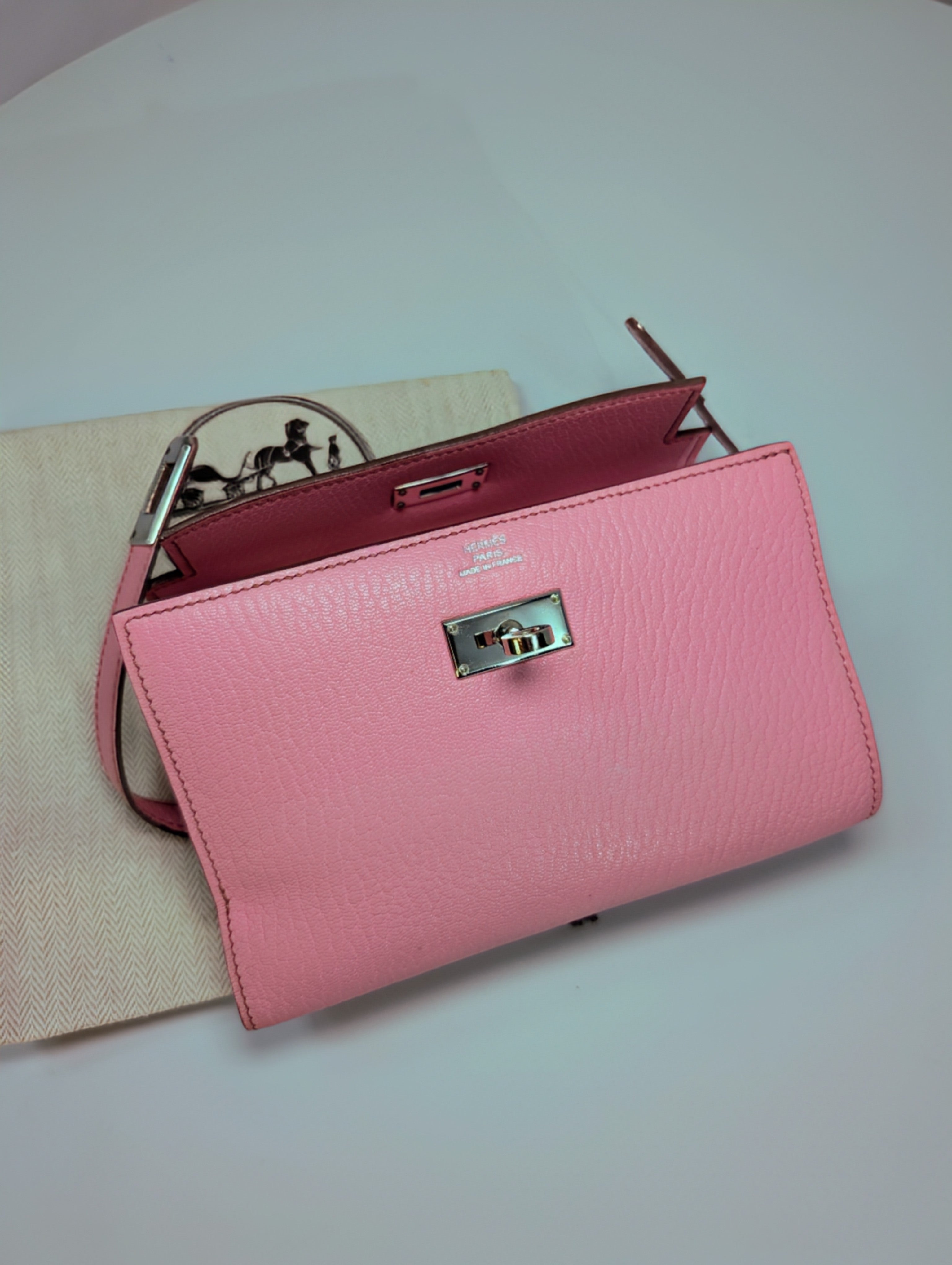 Hermes Pink Rose Kelly Compact Classique Wallet