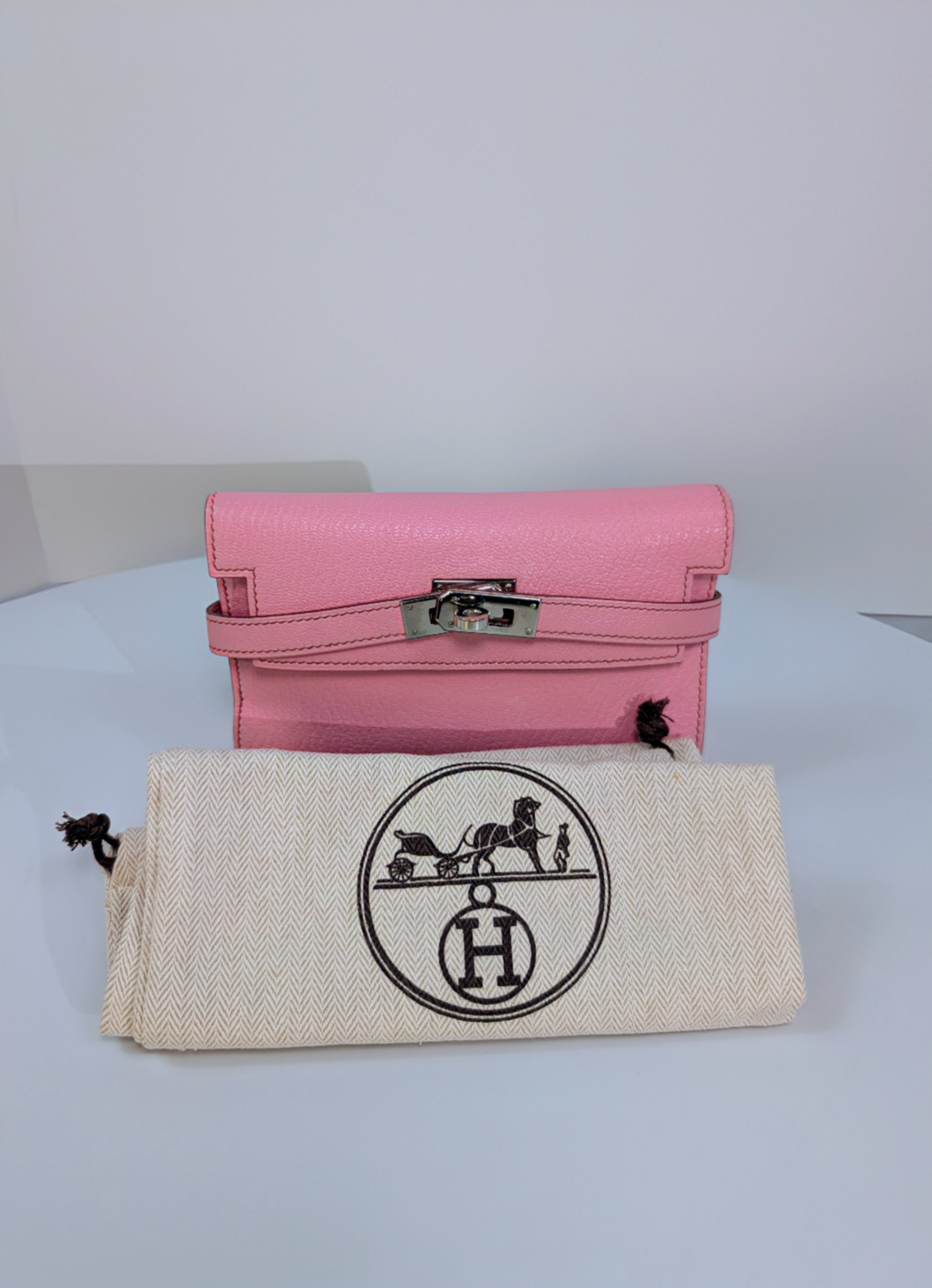 Hermes Pink Rose Kelly Compact Classique Wallet