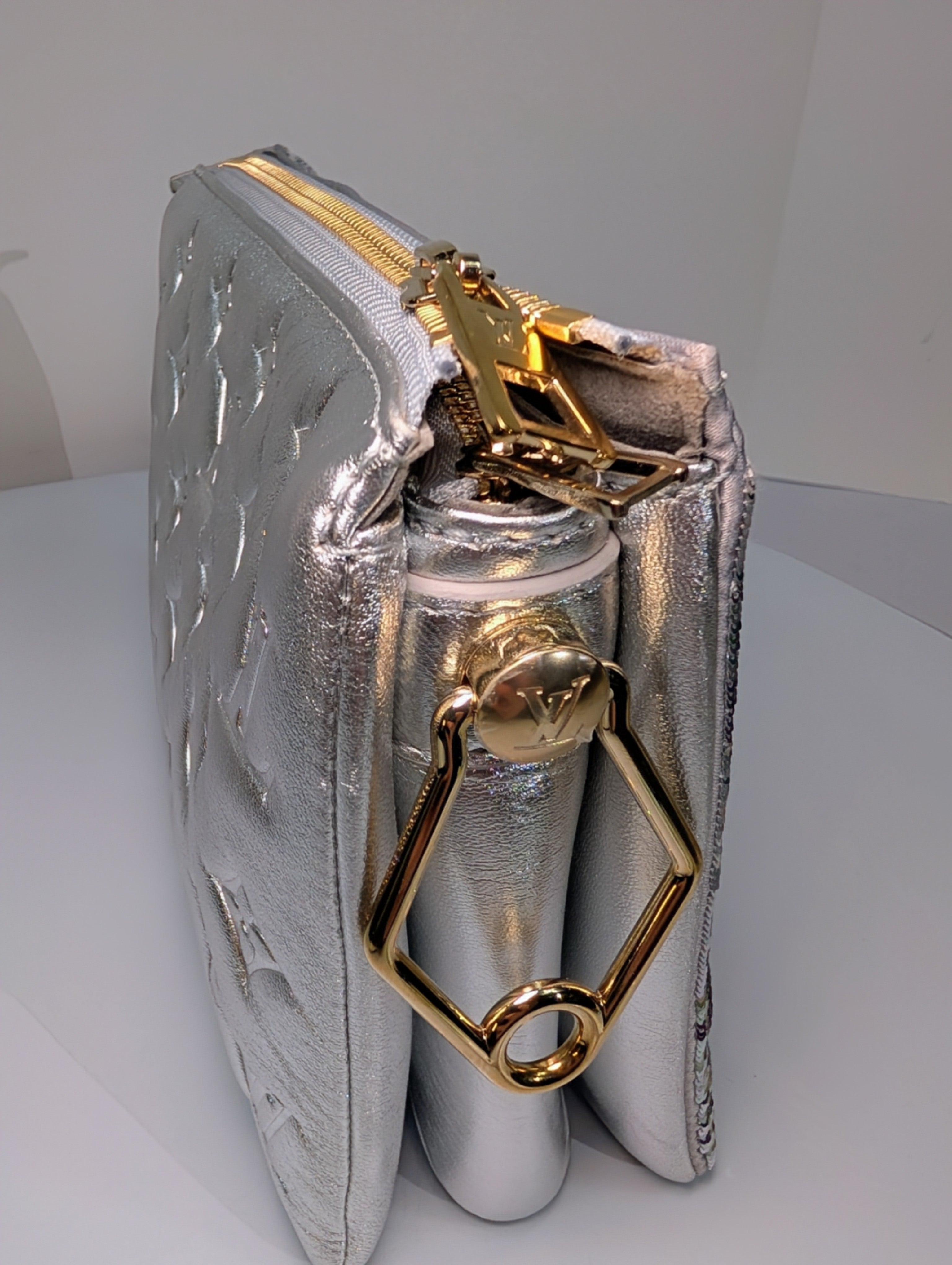 Louis Vuitton Iridescent Coussin Sequin and Silver Monogram Empreinte Bag